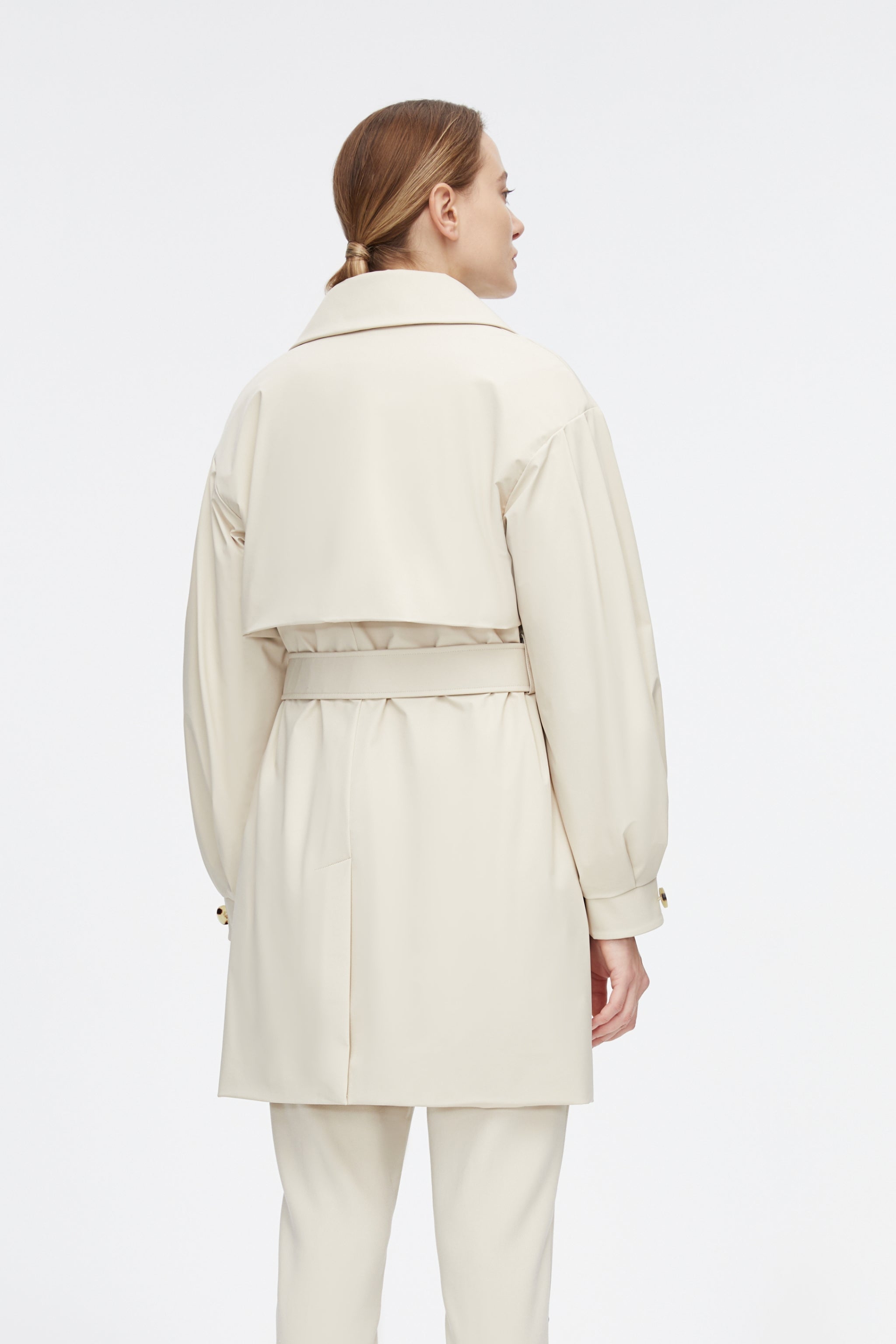 Dropped Shoulder Detachable Goose Down Trench Coat