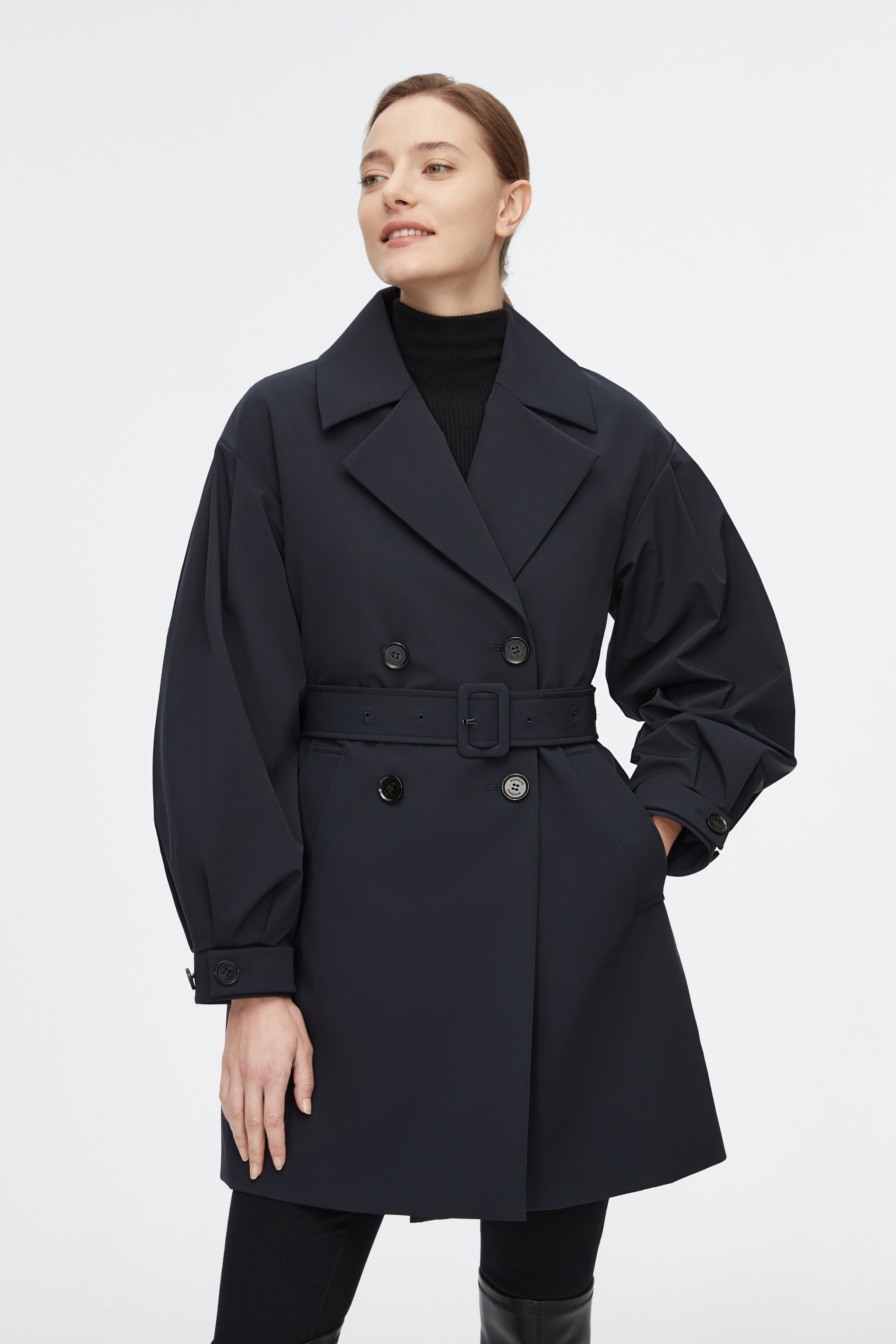 Dropped Shoulder Detachable Goose Down Trench Coat