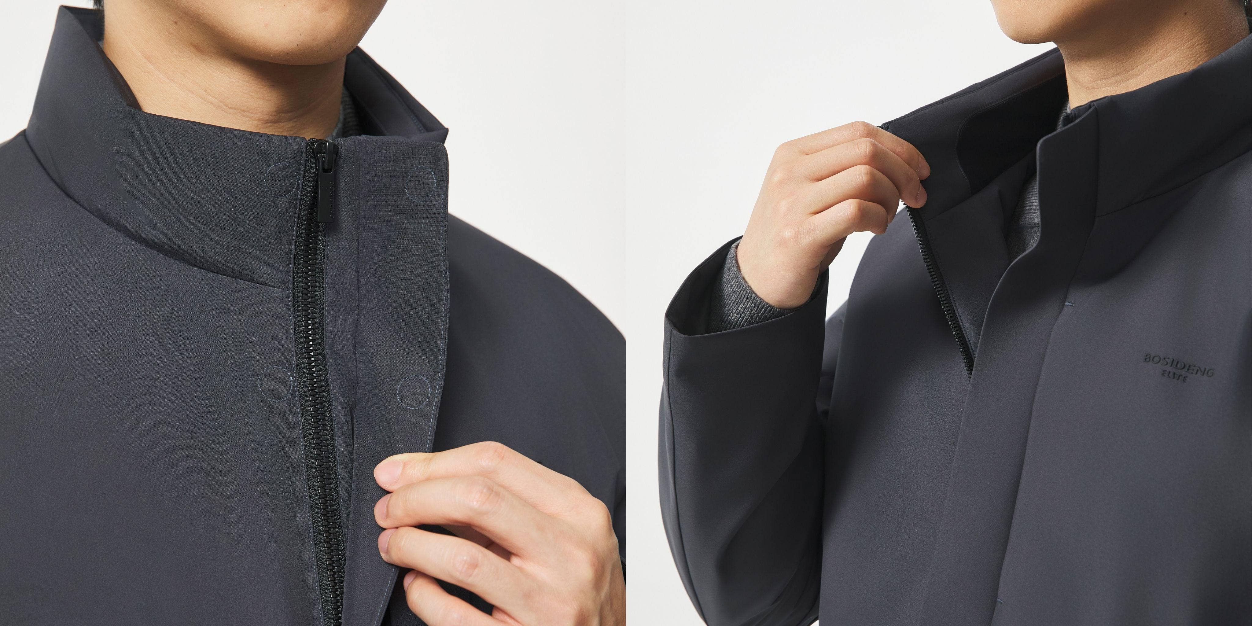 Men's Stand Collar Goose Down Business Jacket Details