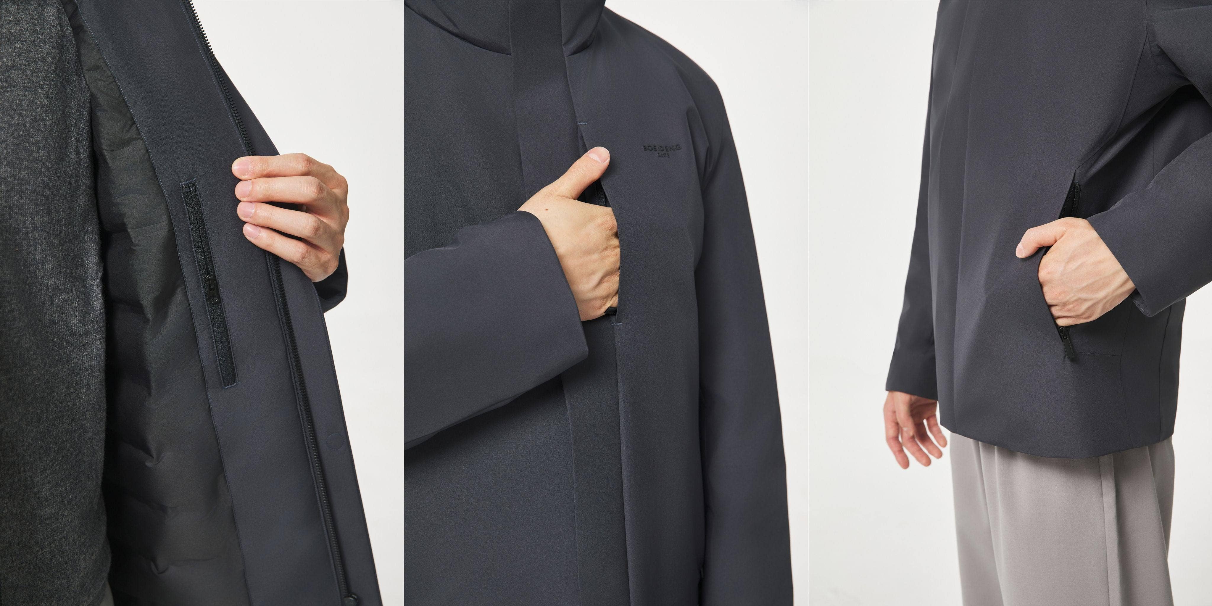 Men's Stand Collar Goose Down Business Jacket Details