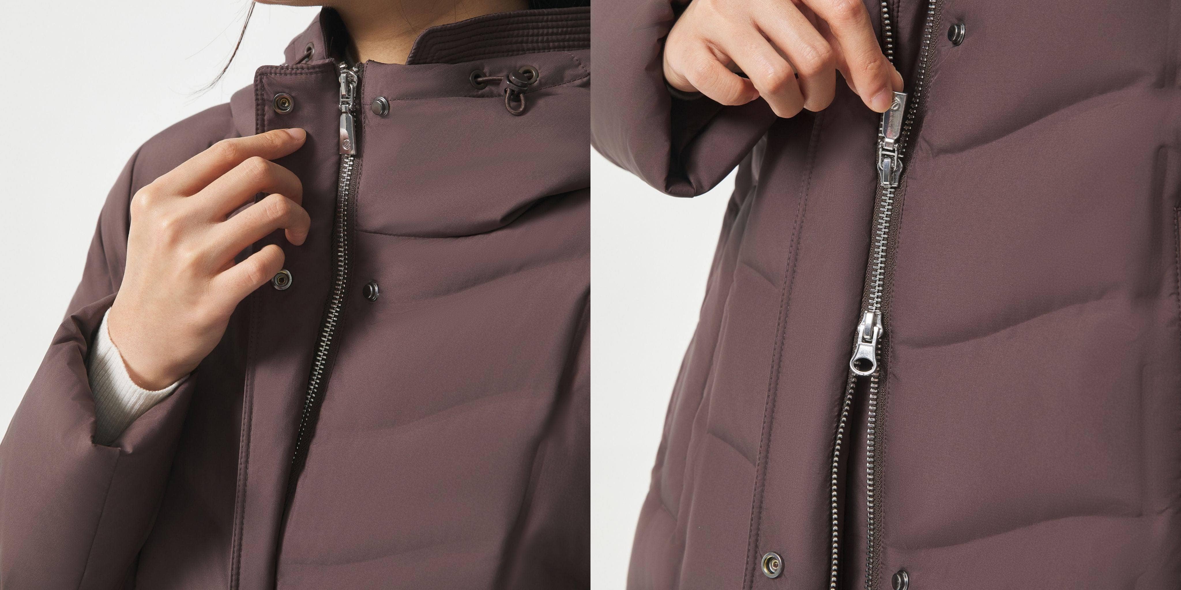 Women's Full Length Goose Down Business Jacket With Belt Details