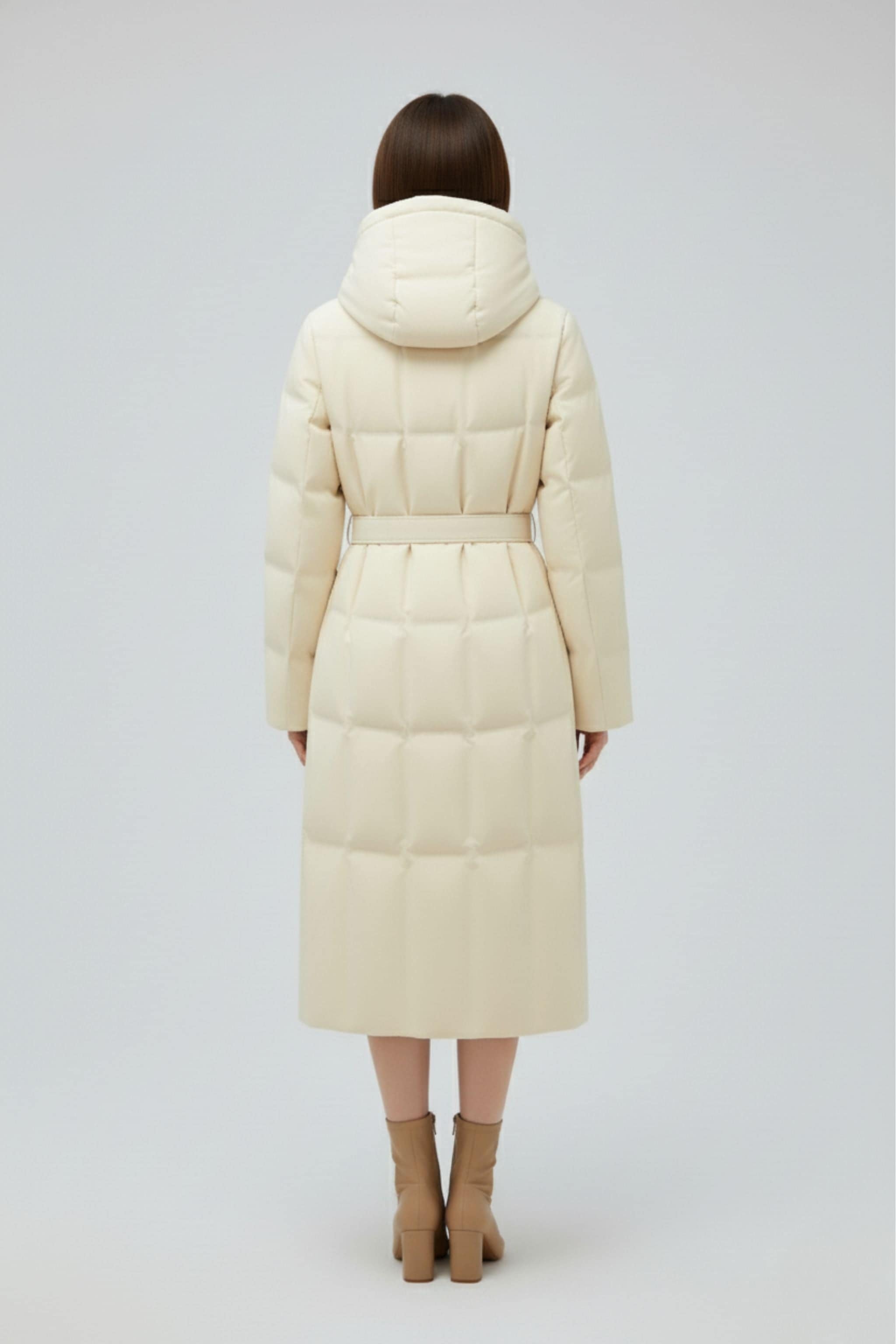 Women's Long Hooded Goose Down Jacket With Belt 146