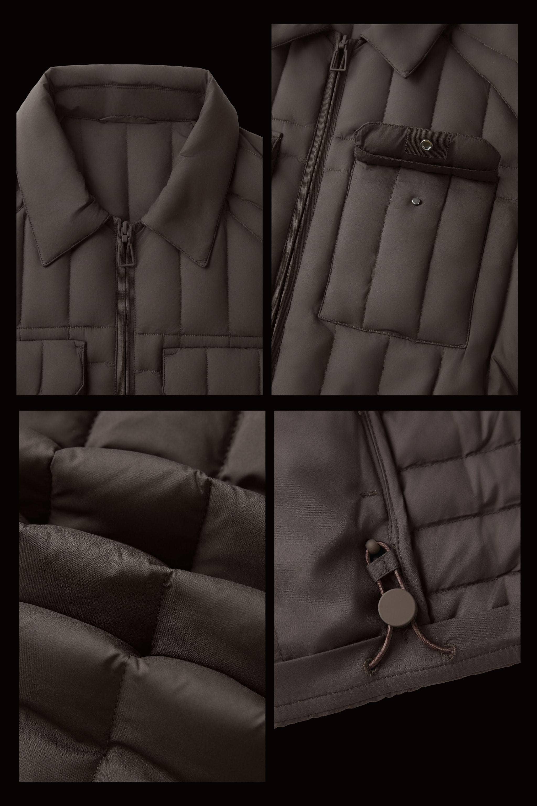 BOSIDENG AREAL Men's Goose Down Shacket 913 — piece offers a smooth yet structured handfeel with a refined matte finish — view 2 — Kim Jones