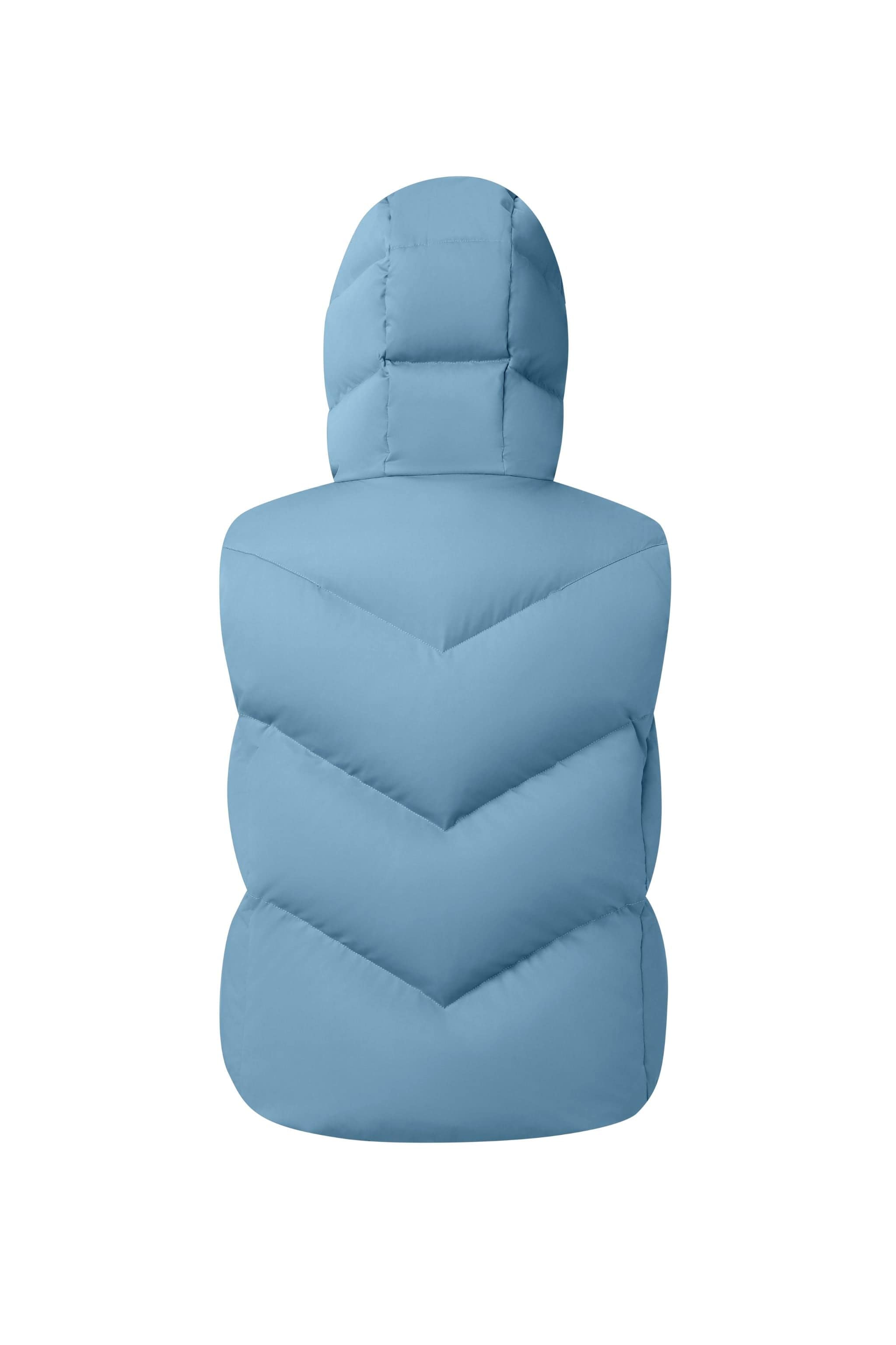 BOSIDENG AREAL Women's Goose Down Gilet With Hood 912 — hooded down gilet combines contemporary minimalism; water-resistant, wind-resistant — Kim Jones