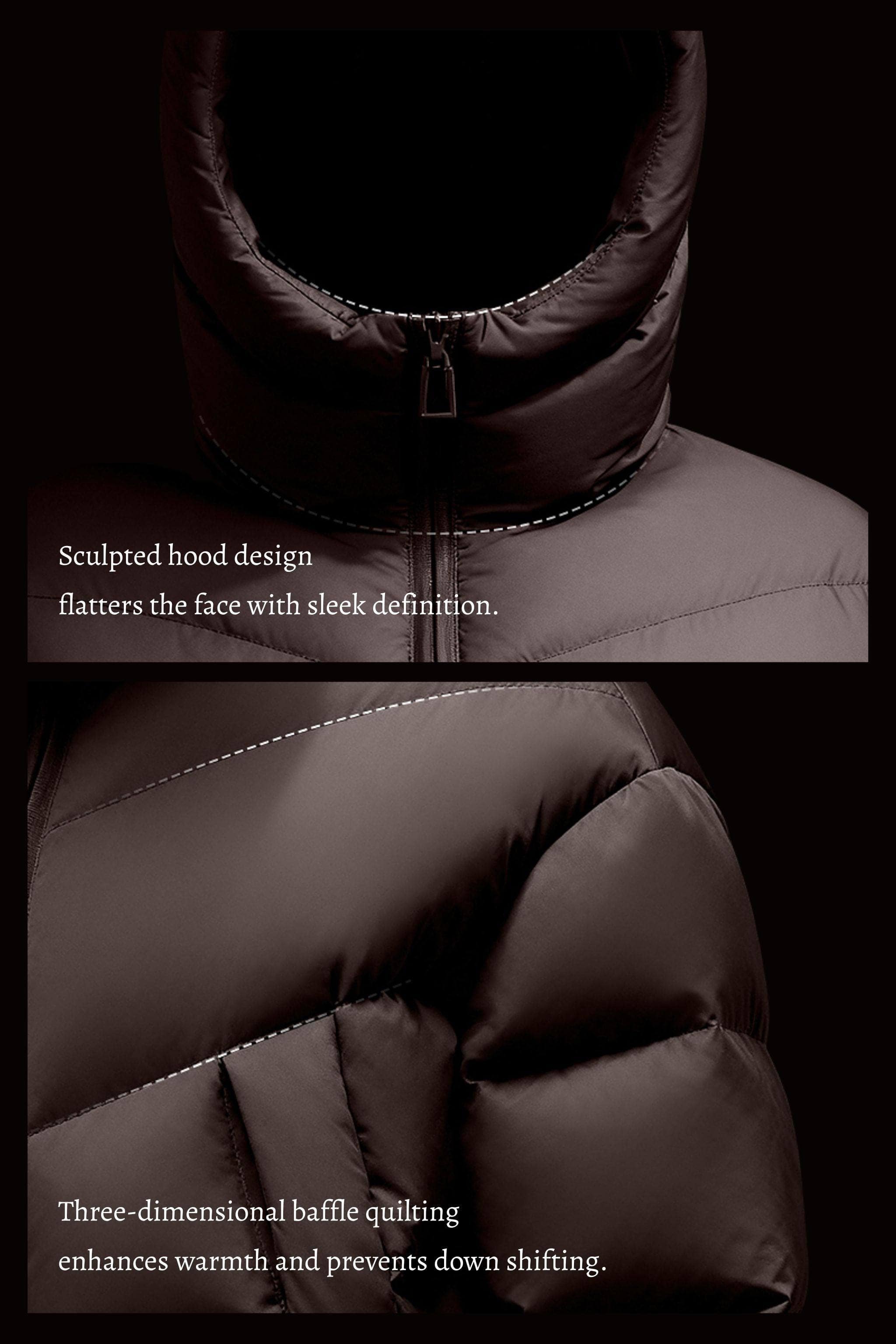 BOSIDENG AREAL Women's Short Goose Down Puffer With Hood 914 — ultra-light cropped puffer fuses architectural precision — view 4; water-resistant, windproof — Kim Jones
