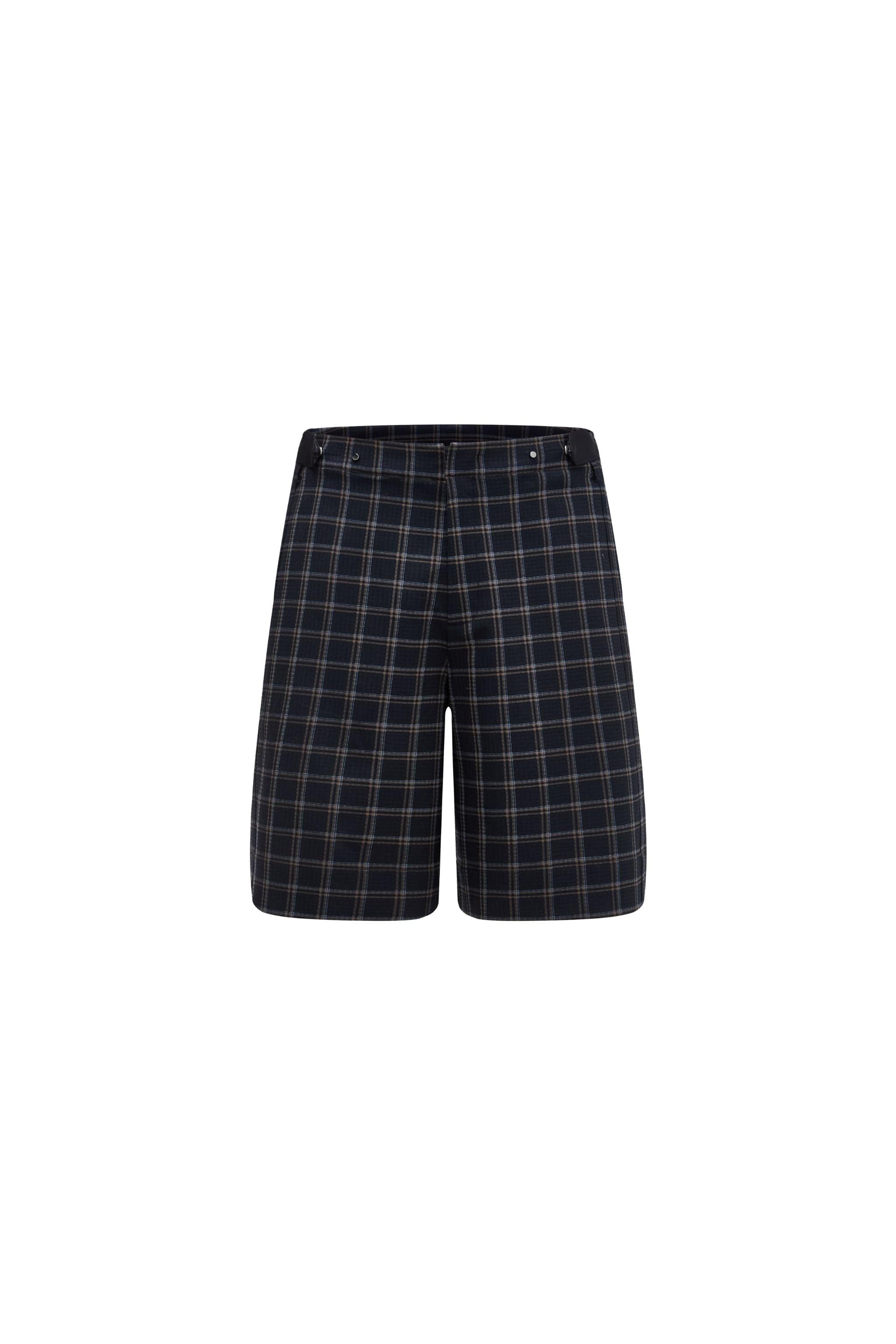 BOSIDENG AREAL Men's Shorts 935A — men's shorts come in a sophisticated premium fabric blend in Dark Blue Retro Plaid, sizes S–XL — Kim Jones