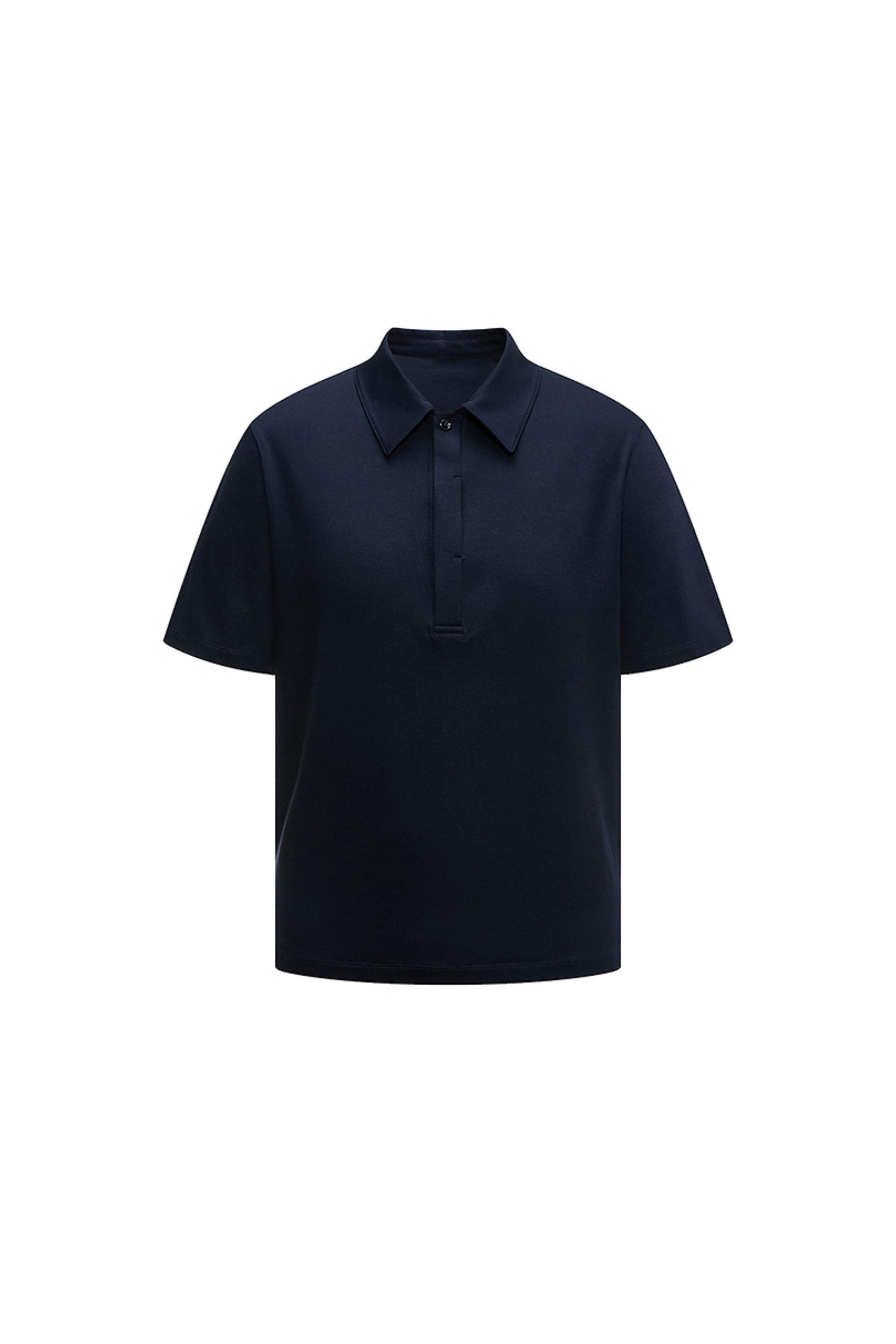 BOSIDENG AREAL Men's Short Sleeved Polo 933 — men's polo shirt has a soft, breathable knit layer that supports all-day in Indigo Black, sizes S–XXL — Kim Jones