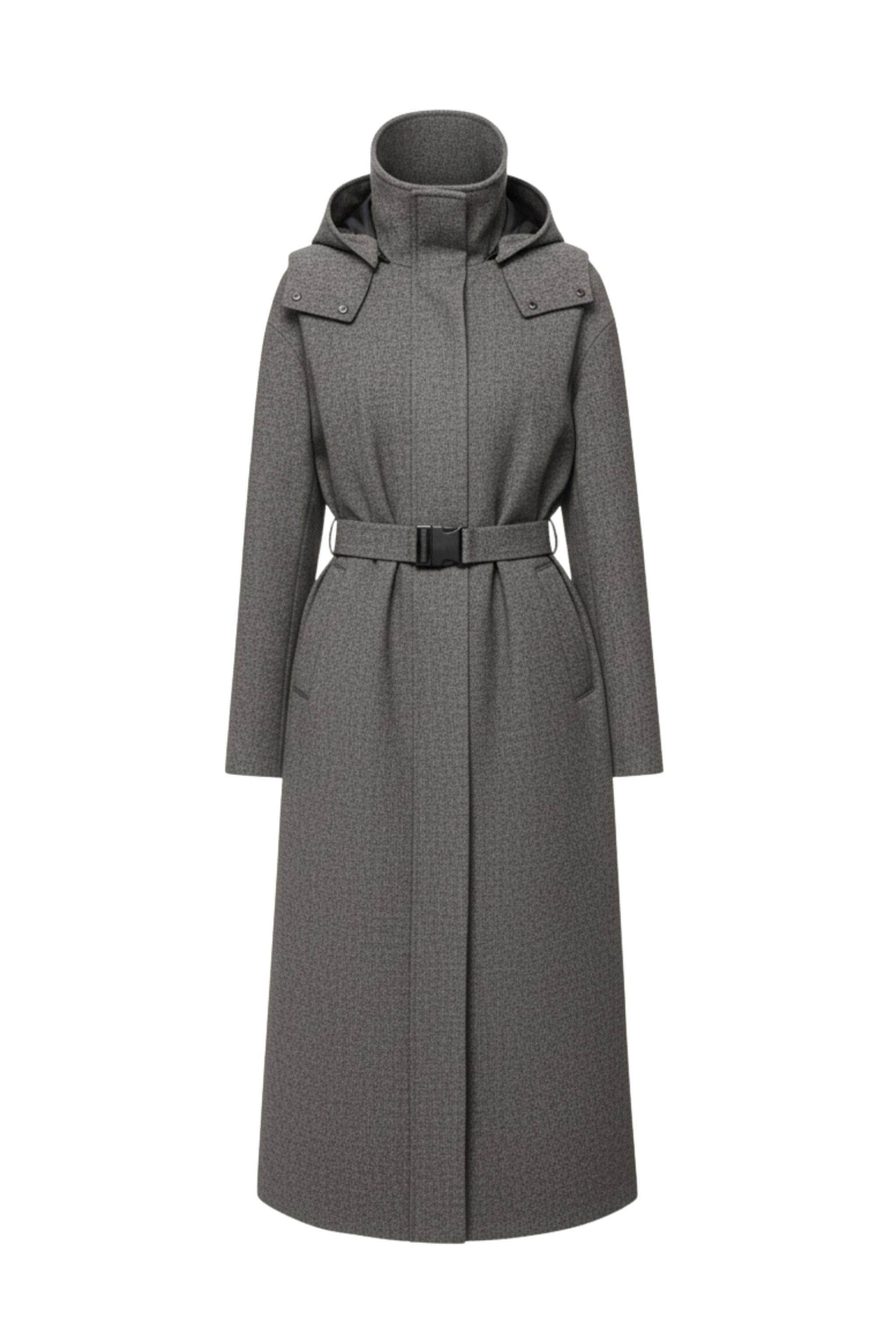 AREAL AREAL Women's Long Hooded Goose Down Jacket 918 - B250134918Y Jacket Linen Grey / 6