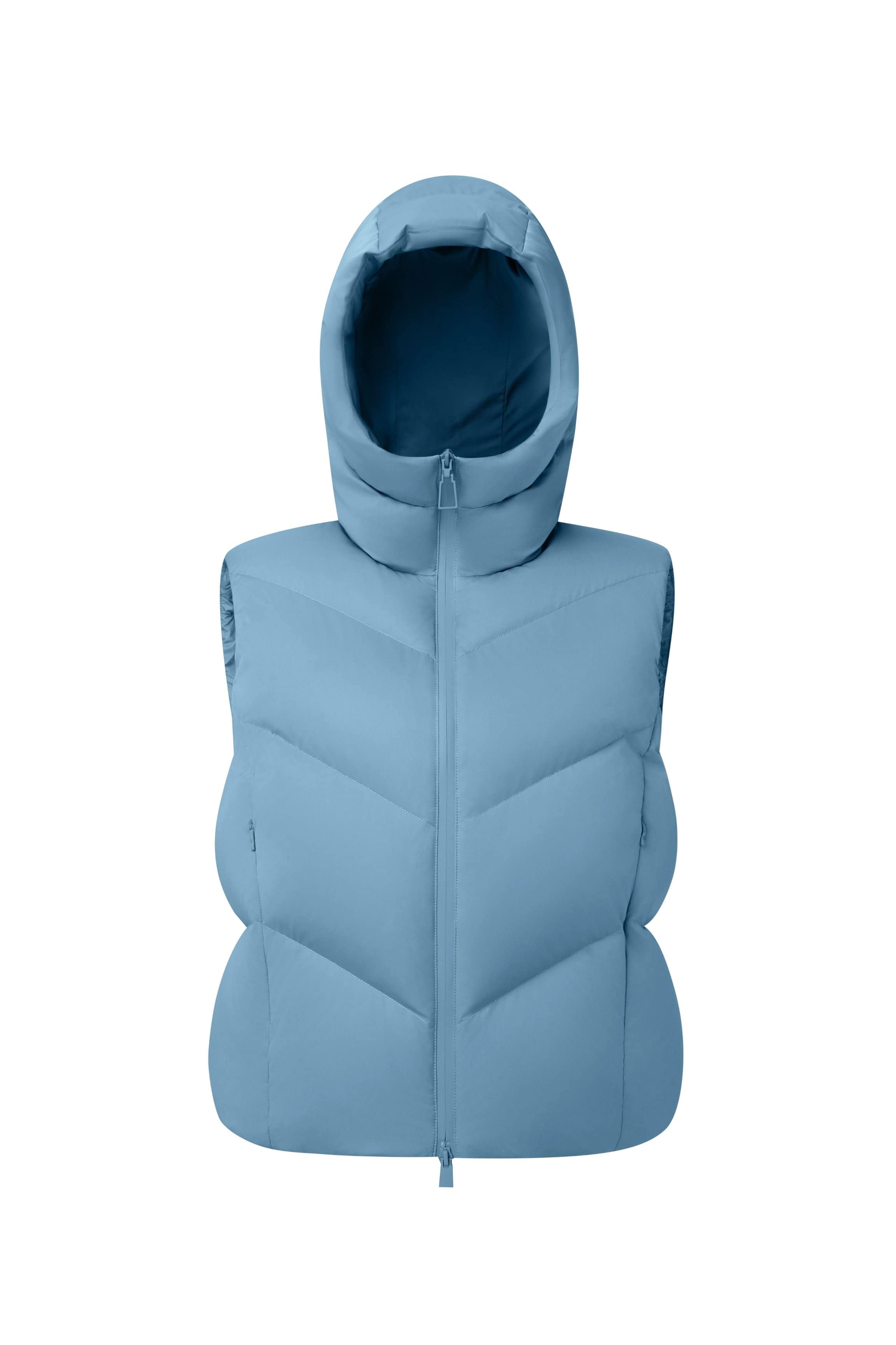 AREAL AREAL Women's Goose Down Gilet With Hood 912 - B250244912Y Jacket Misty Blue / 10