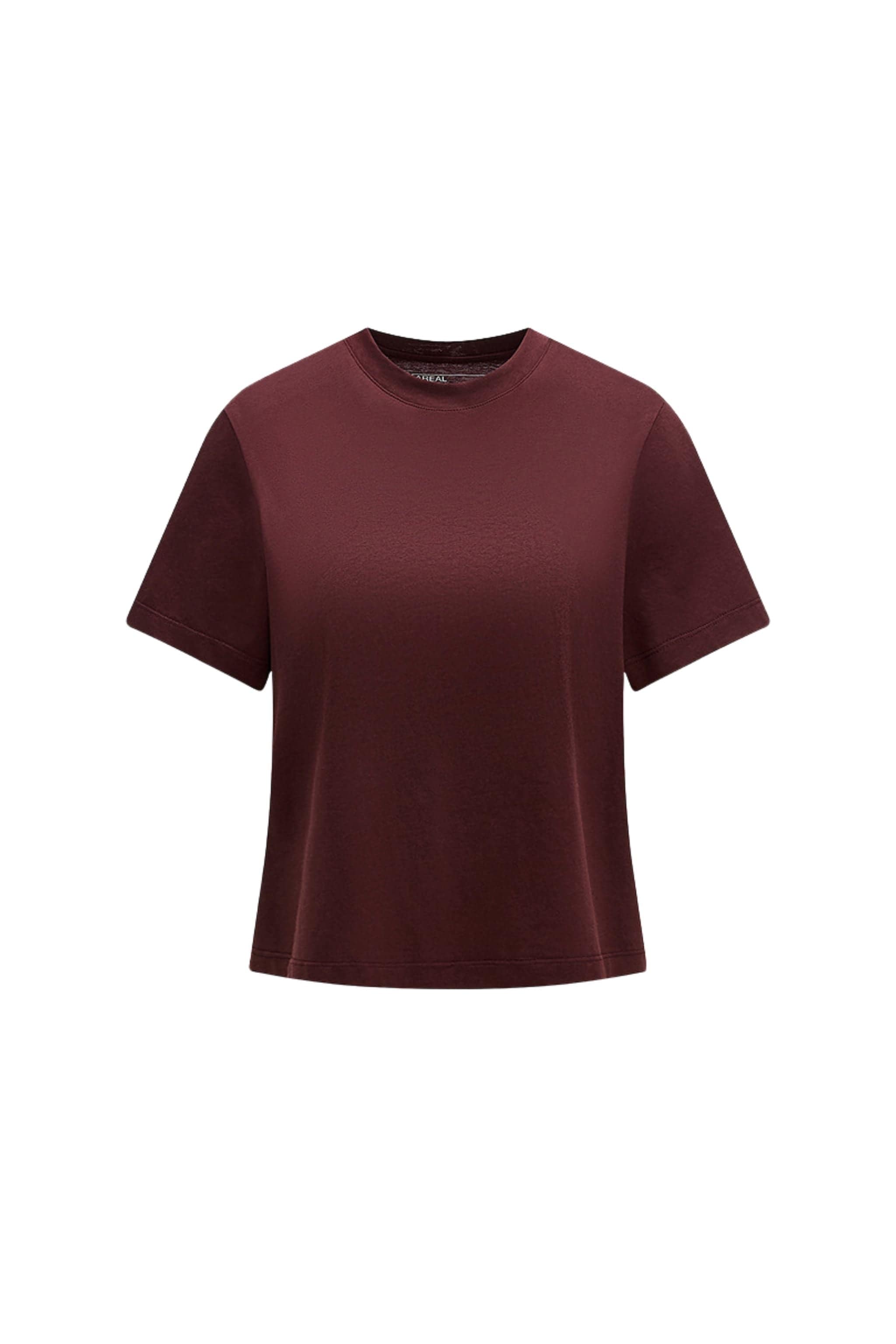 BOSIDENG AREAL Women's Short Sleeved T-shirt 984 — T-shirt integrates the natural cooling properties of silk and wool in Twilight Red, sizes 4–14 — Kim Jones