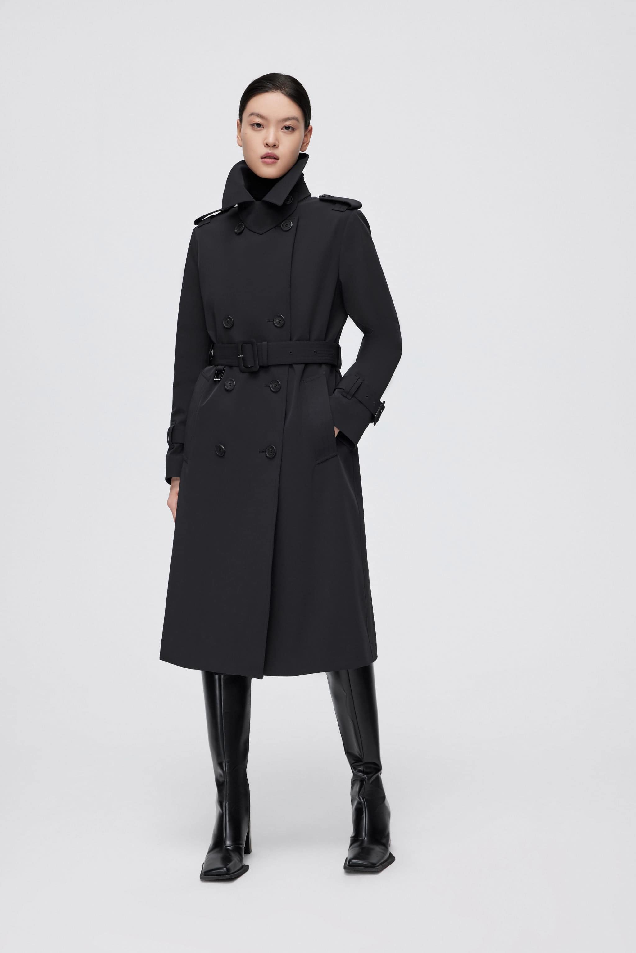 BOSIDENG 2022 Premium Women's Goose Down Full Length Trench Jacket 4 / Black