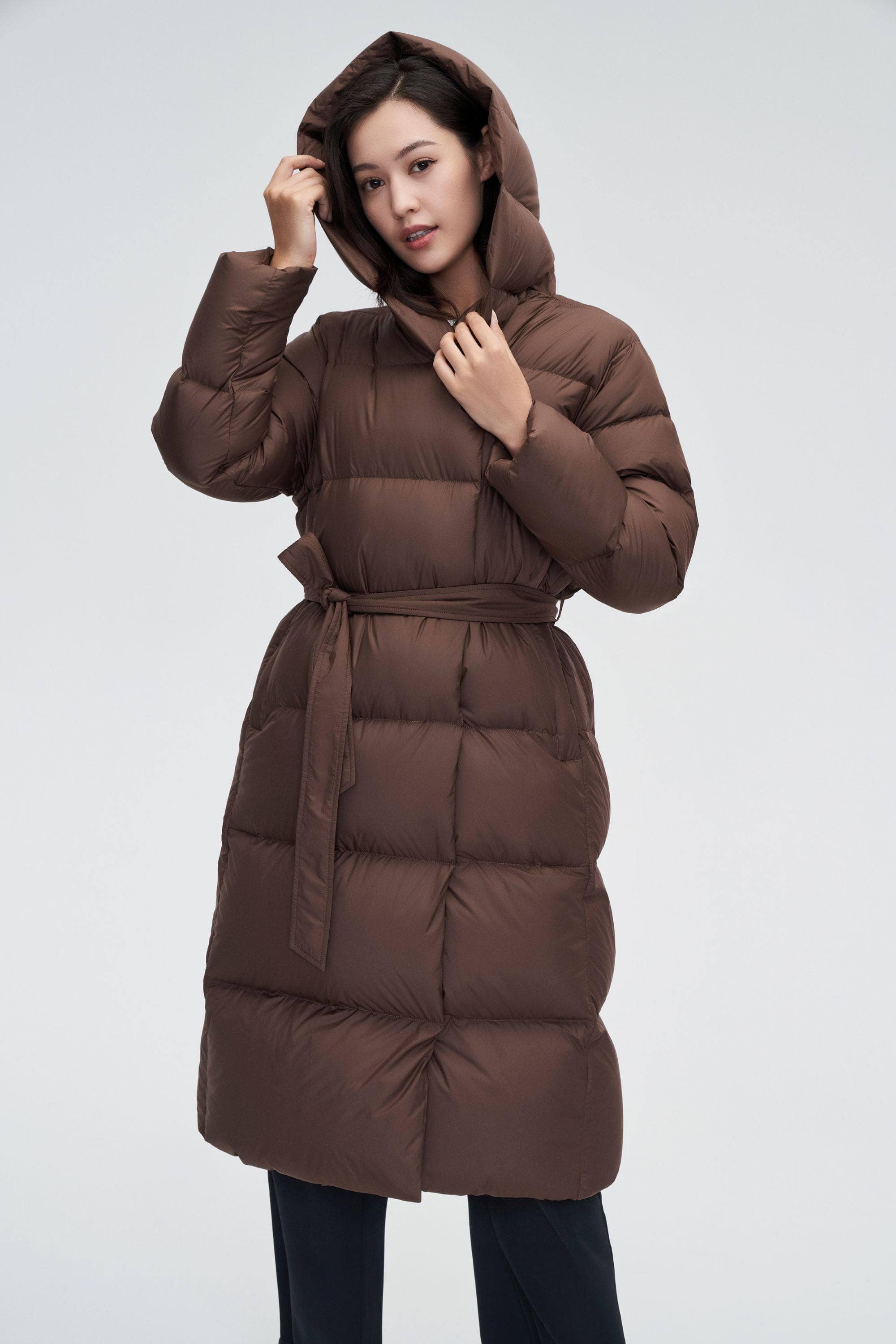 BOSIDENG 2022 Full Length Hooded Down Jacket 6 / Brown