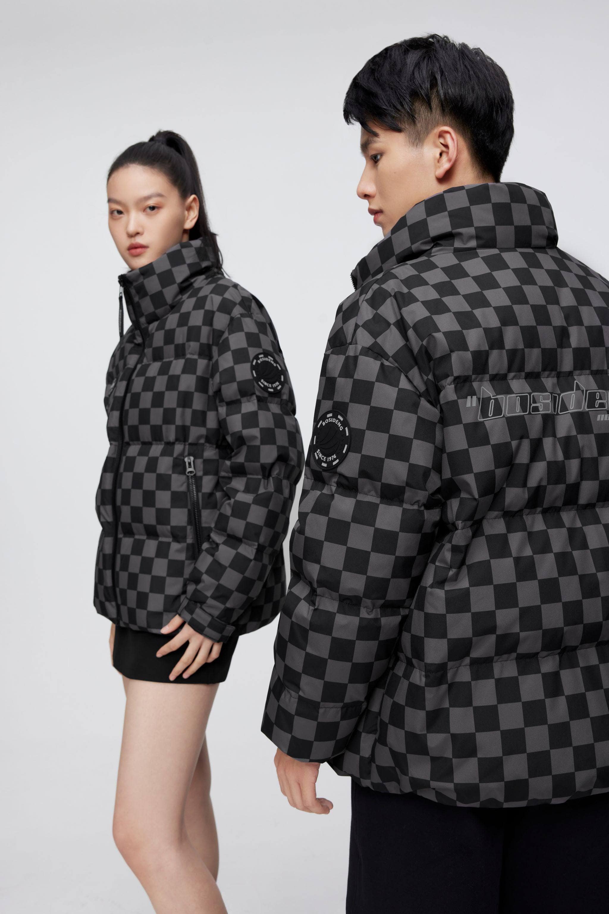 BOSIDENG 2022 Checkerboard Short Down Puffer Jacket
