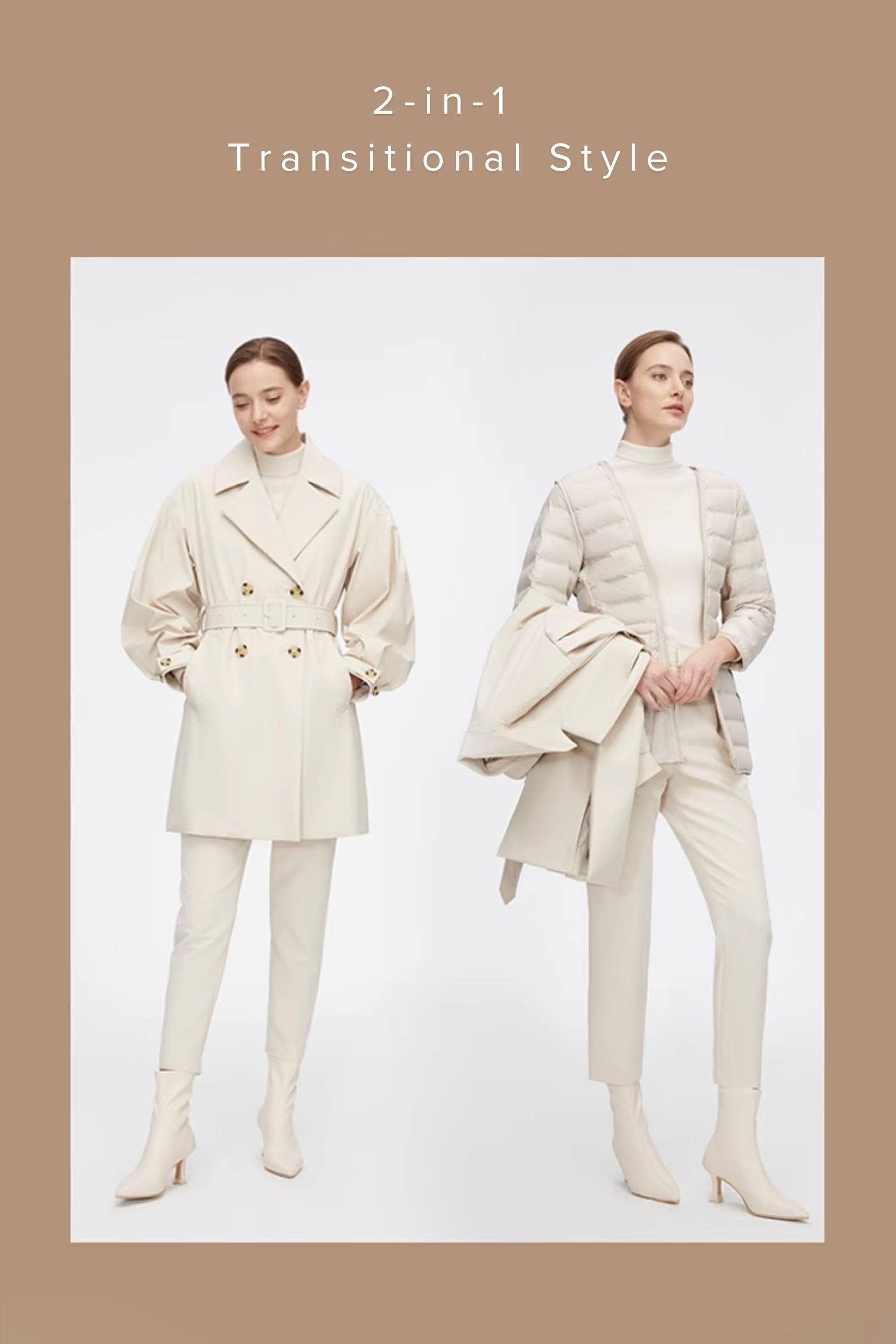 BOSIDENG 2022 Dropped Shoulder Detachable Goose Down Trench Coat Jacket