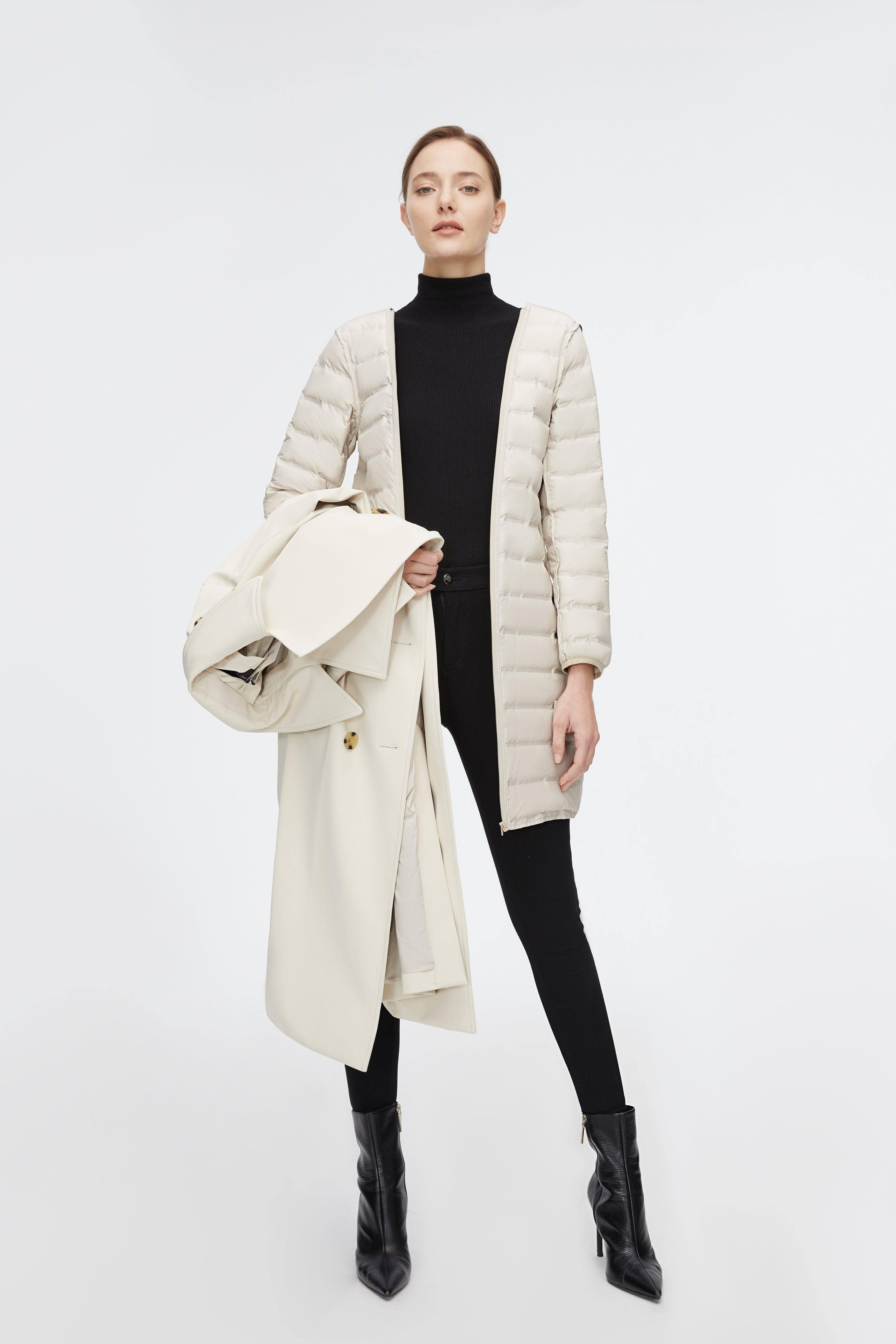 BOSIDENG 2022 Full Length Detachable Goose Down Trench Coat Jacket