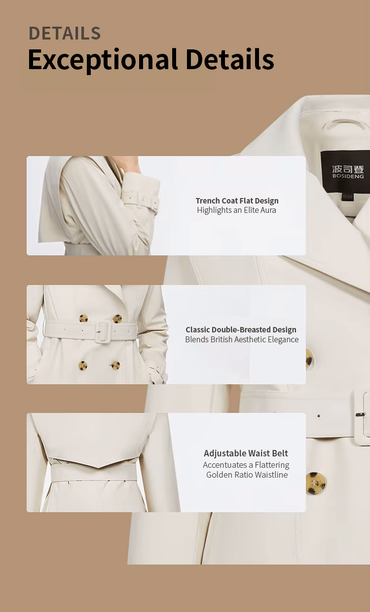 BOSIDENG 2022 Full Length Detachable Goose Down Trench Coat Jacket