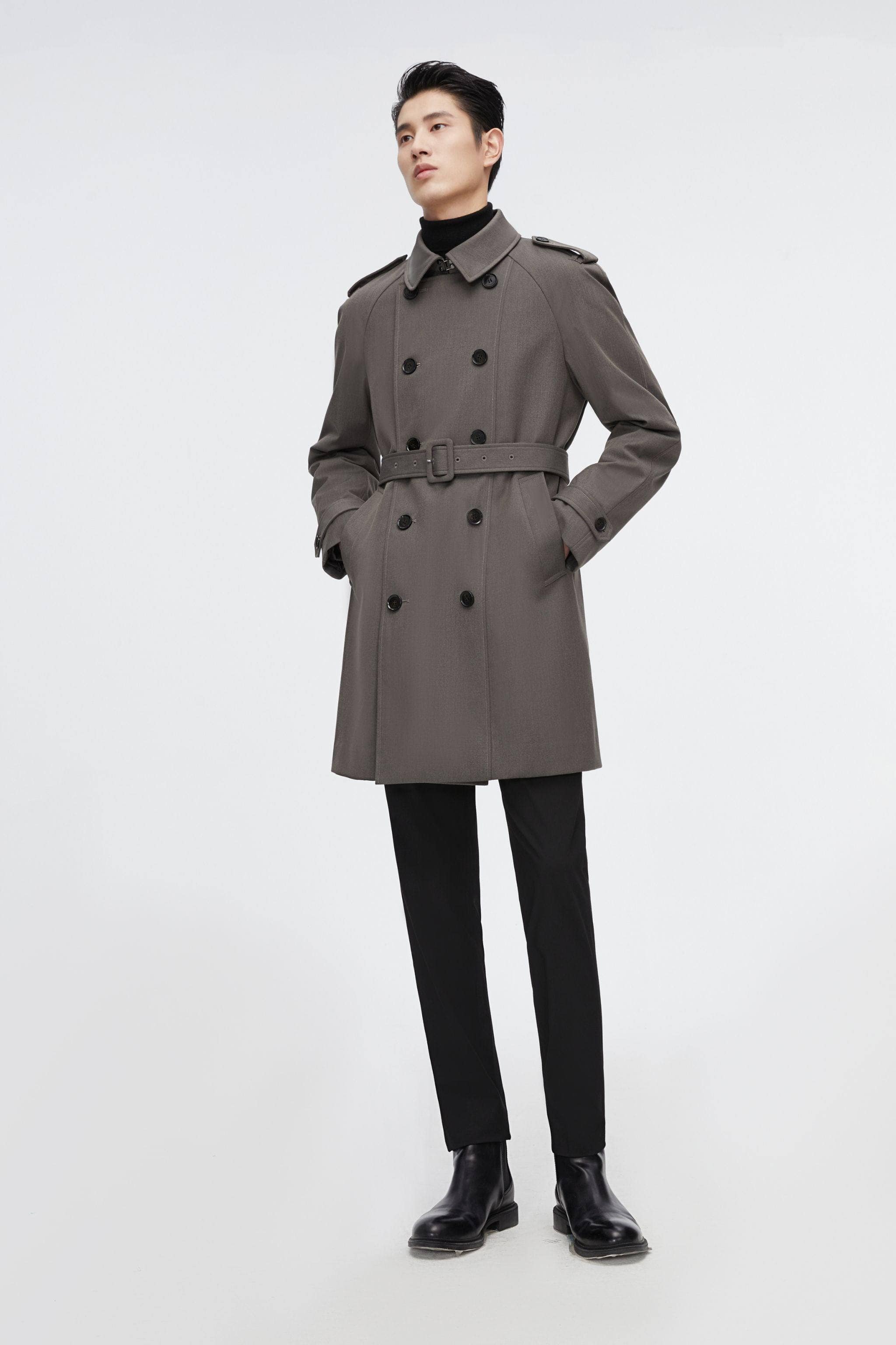 BOSIDENG 2022 Mid-length Detachable Goose Down Trench Coat Jacket