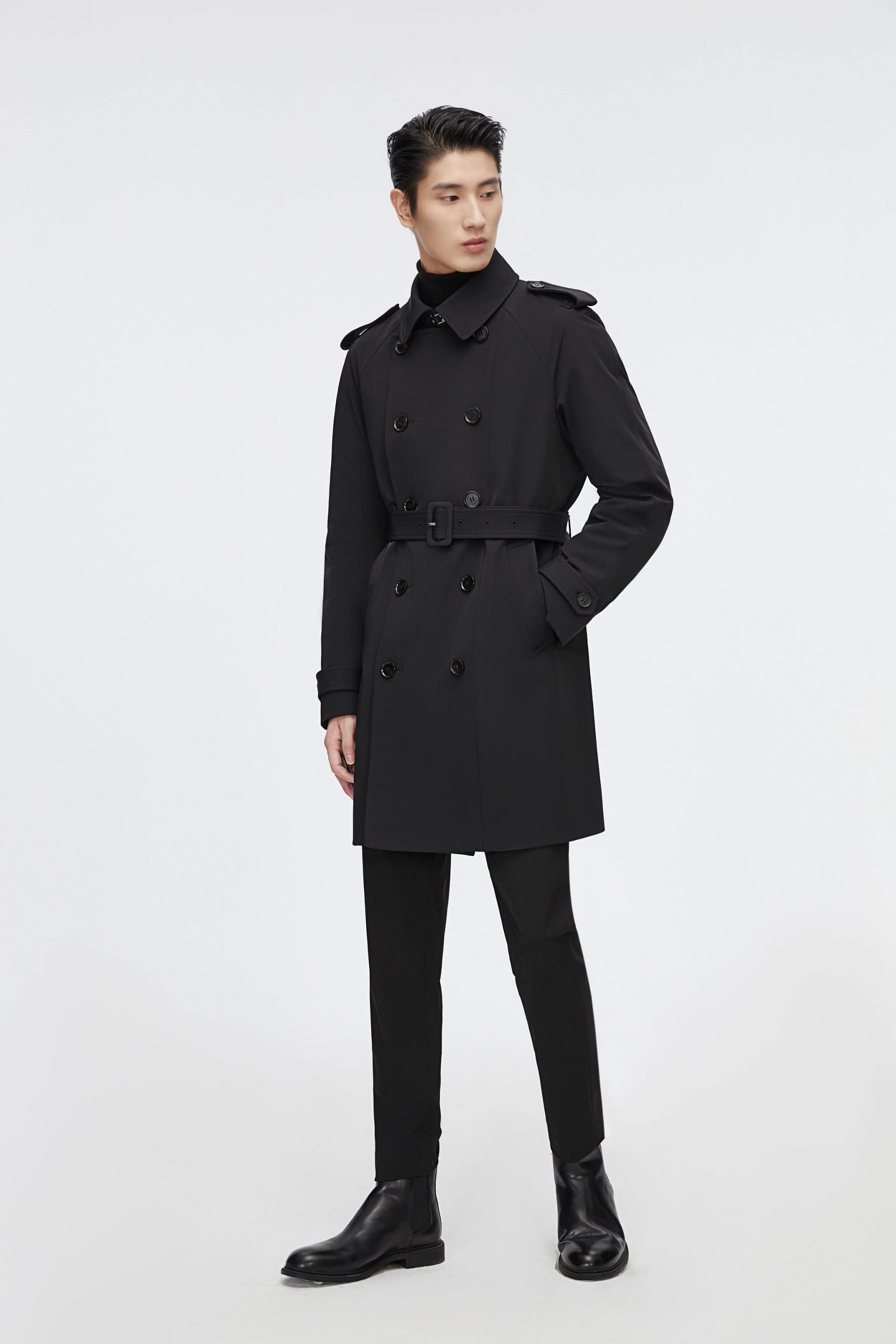 BOSIDENG 2022 Mid-length Detachable Goose Down Trench Coat Jacket