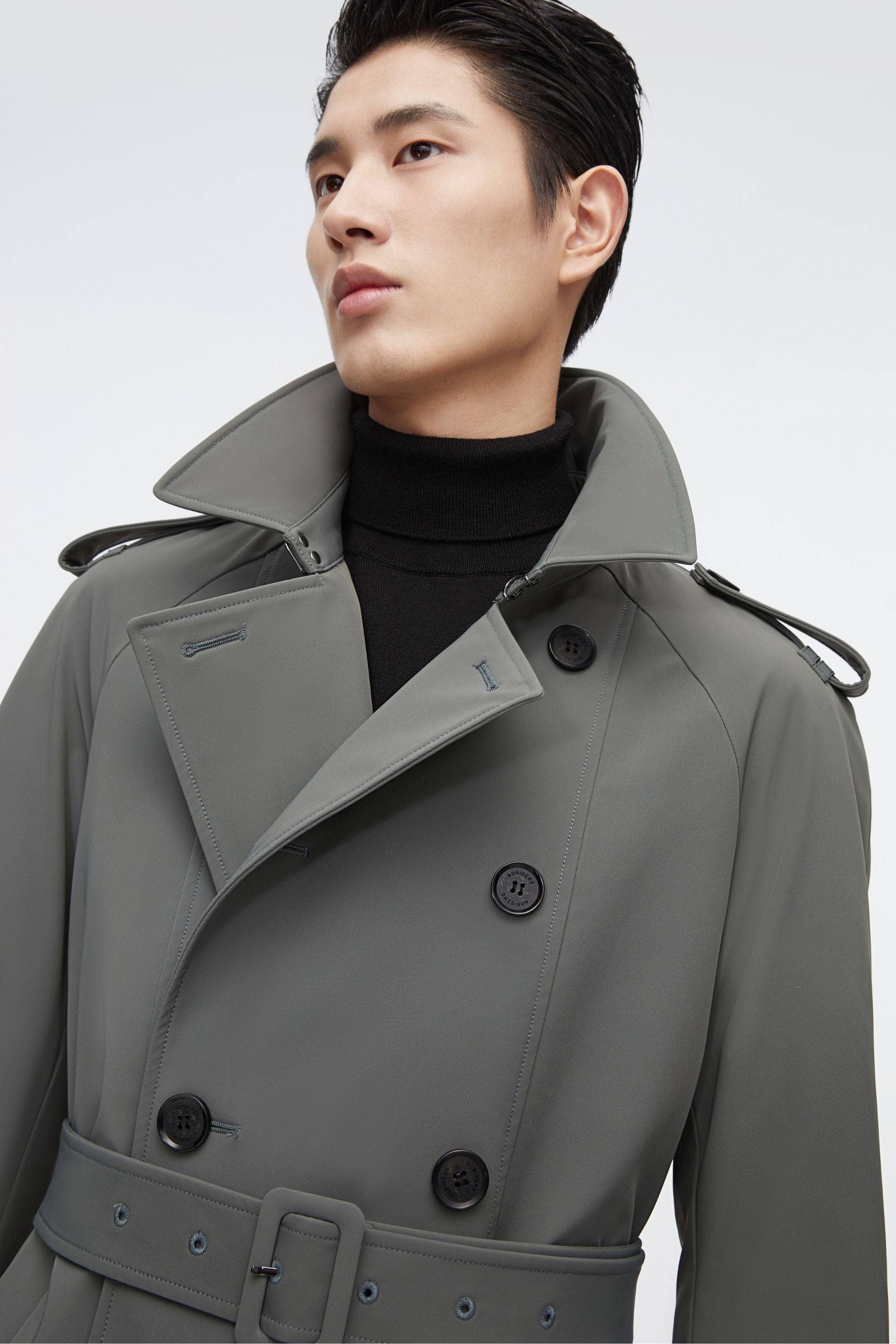 BOSIDENG 2022 Mid-length Detachable Goose Down Trench Coat Jacket