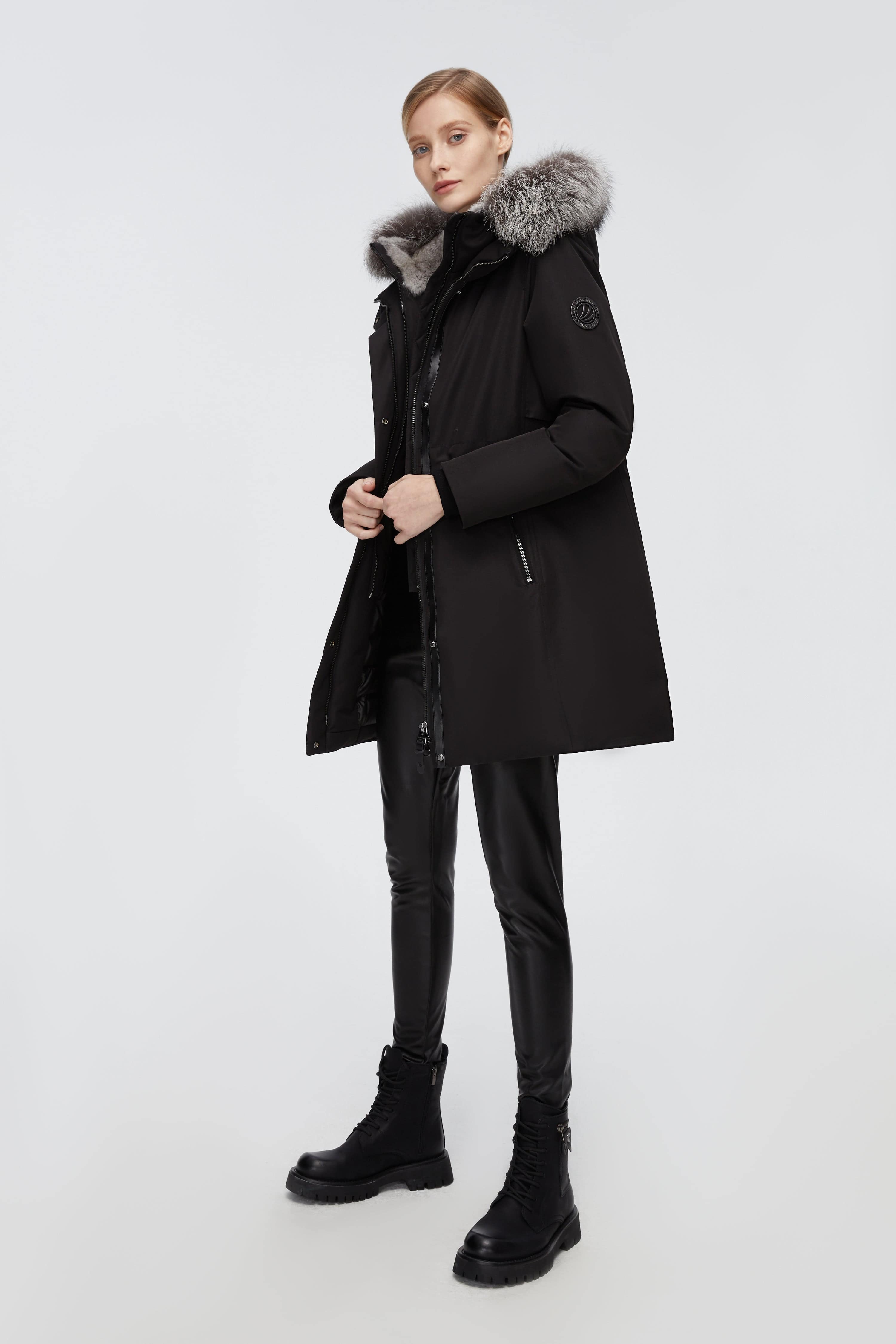 BOSIDENG 2022 Mid-Length Goose Down Trench With Fur Jacket