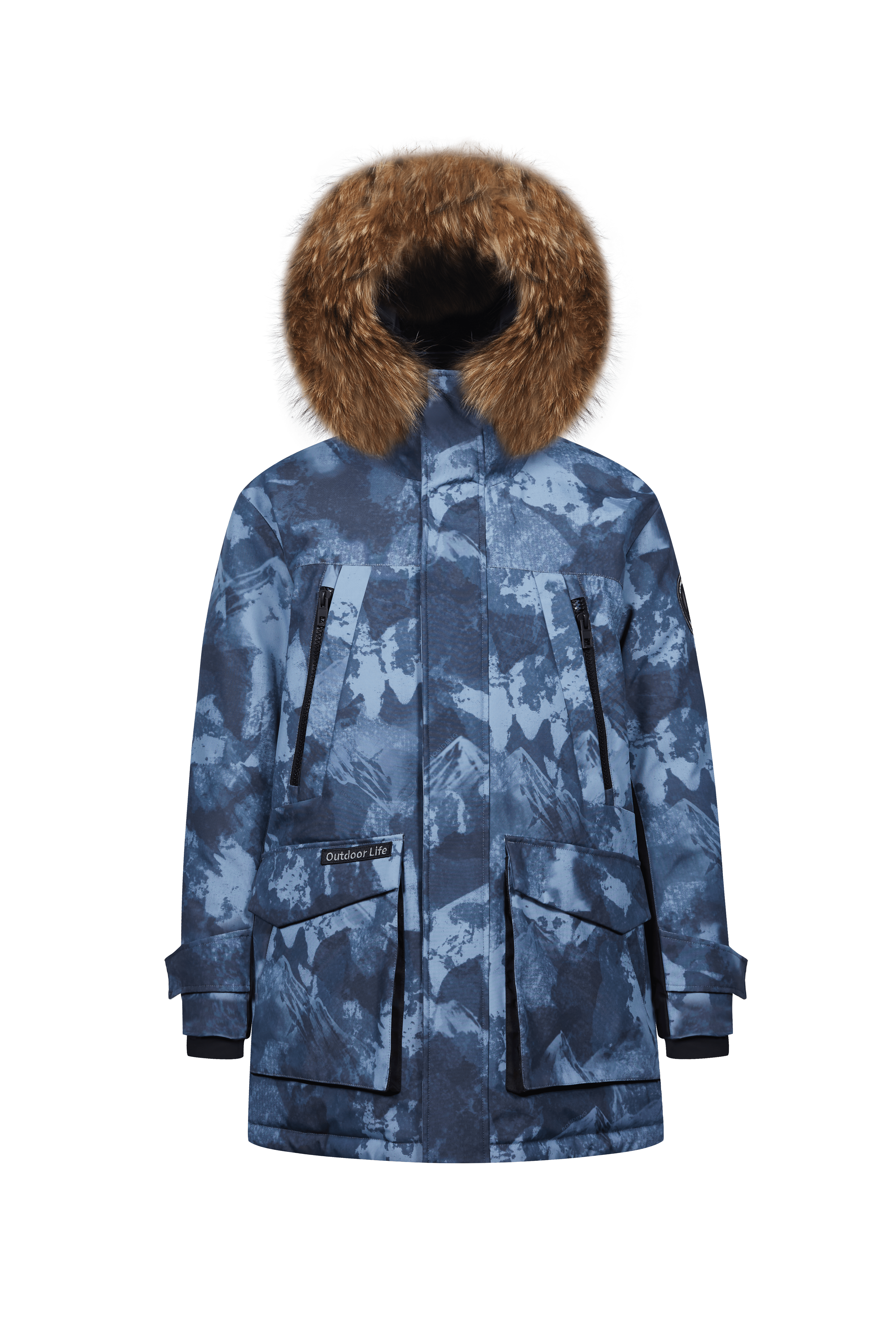BOSIDENG 2022 Mid-Length Goose Down Trench With Fur Jacket