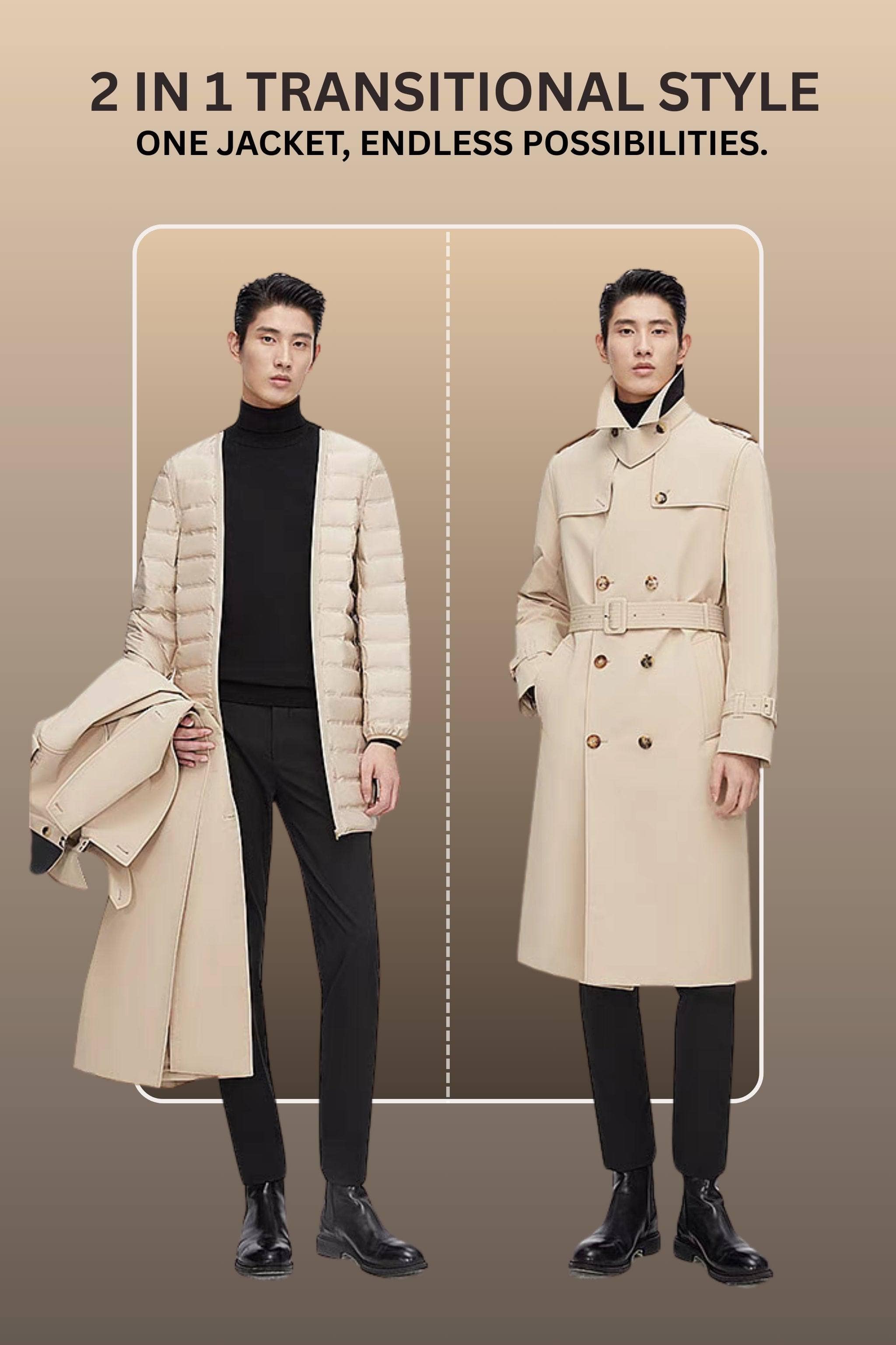 BOSIDENG 2022 Premium Men's Goose Down Full Length Trench Jacket