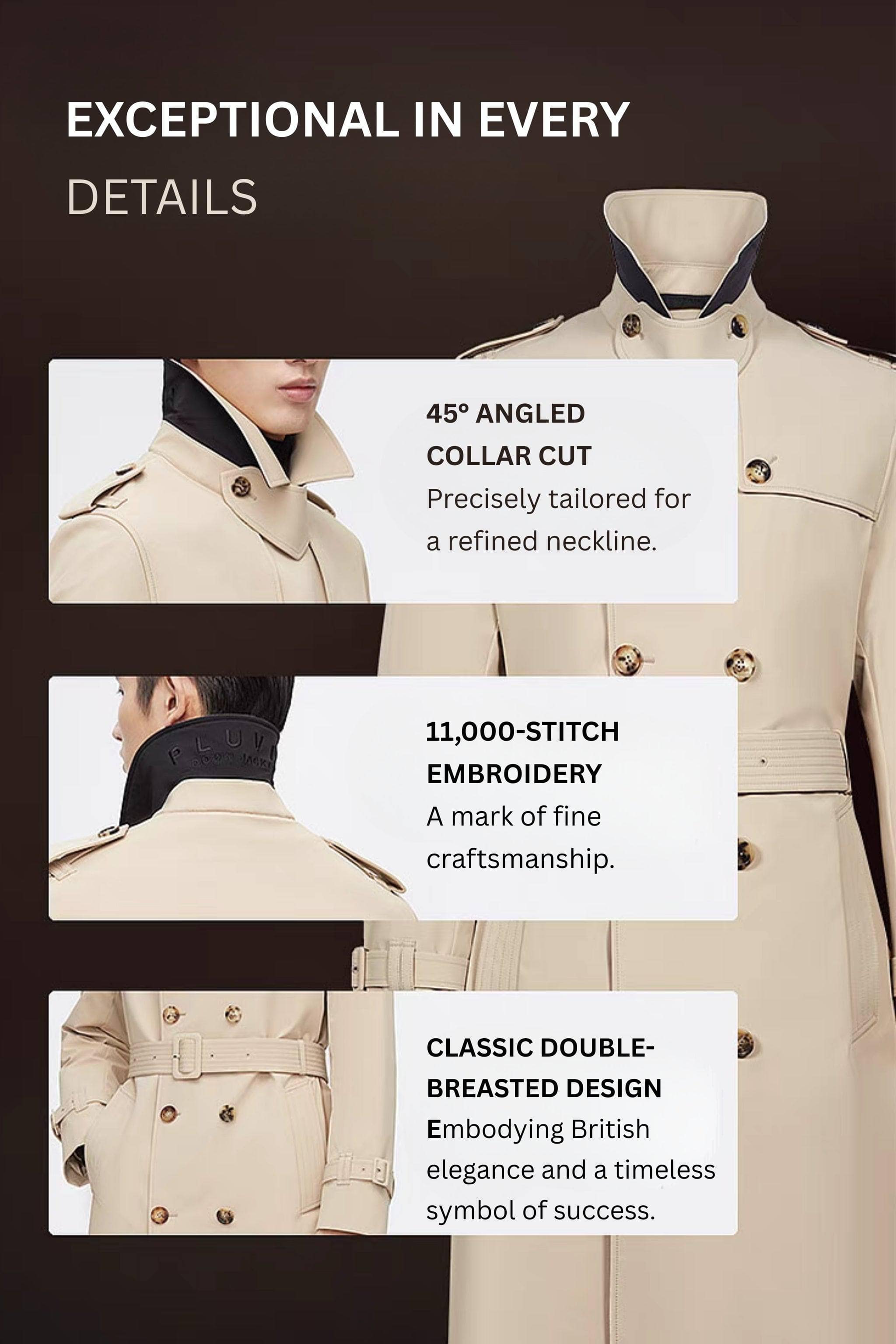 BOSIDENG 2022 Premium Men's Goose Down Full Length Trench Jacket