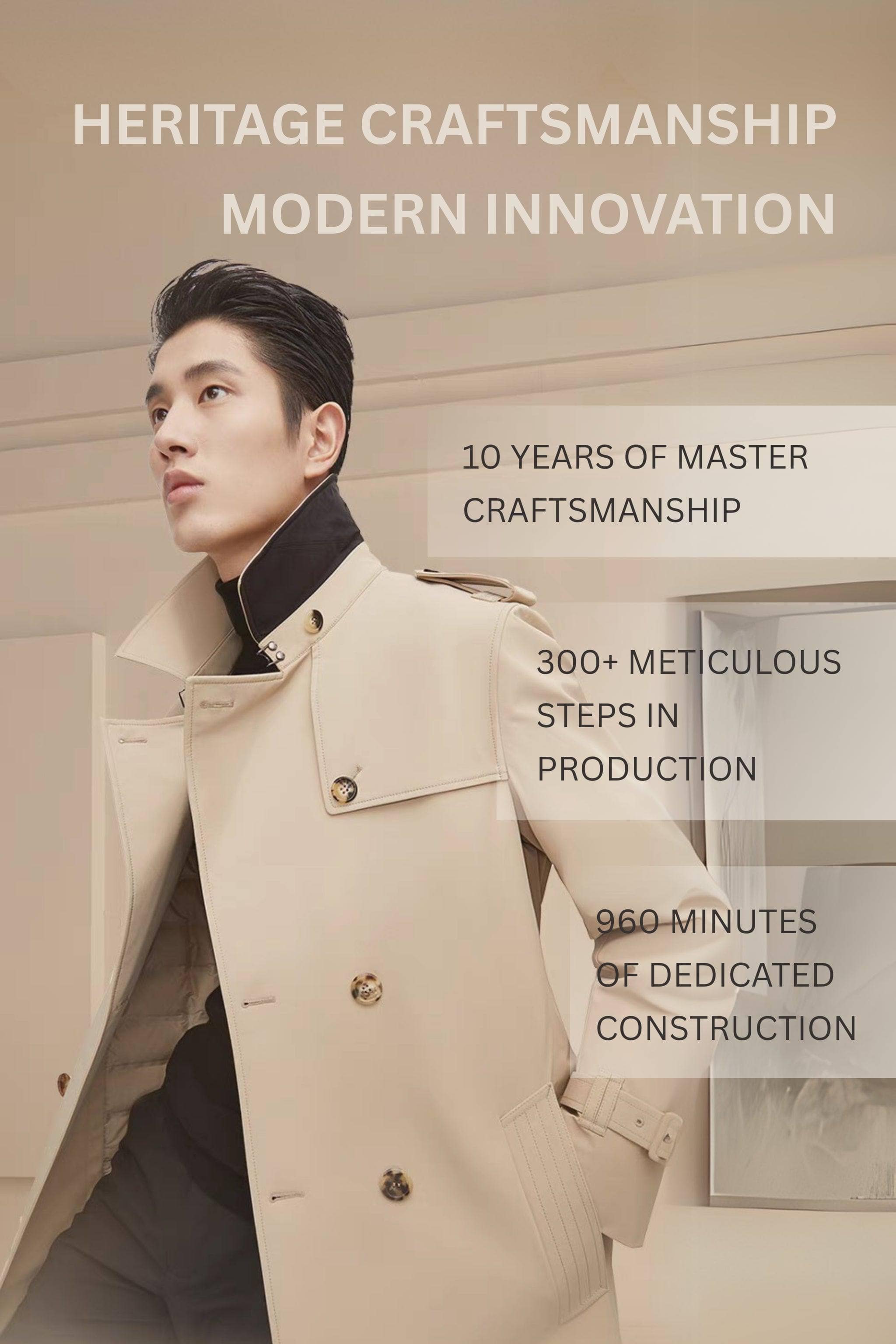 BOSIDENG 2022 Premium Men's Goose Down Full Length Trench Jacket