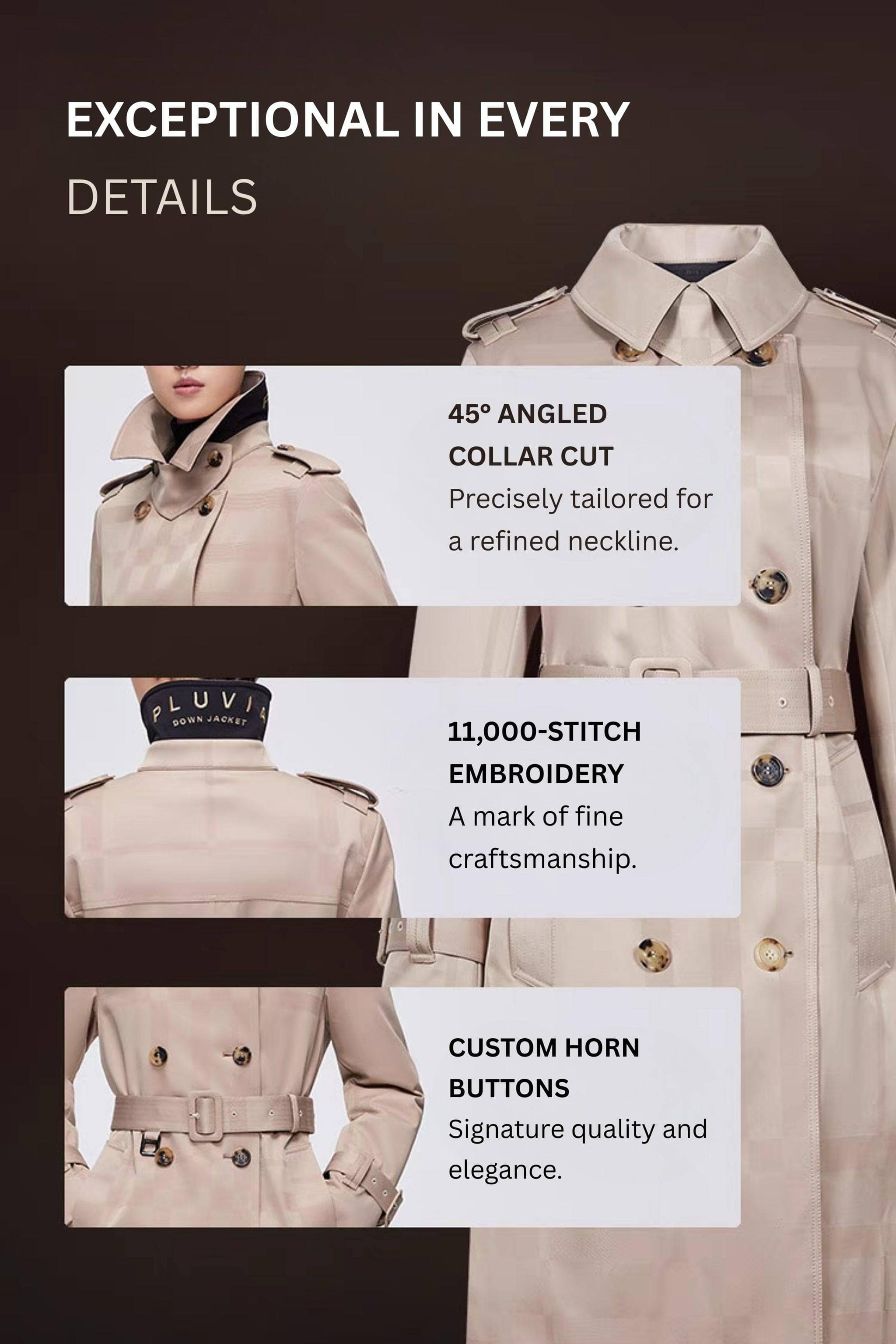 Premium Women's Goose Down Full Length Trench — Introducing our revolutionary Down Trench Coat — view 11; waterproof, windproof