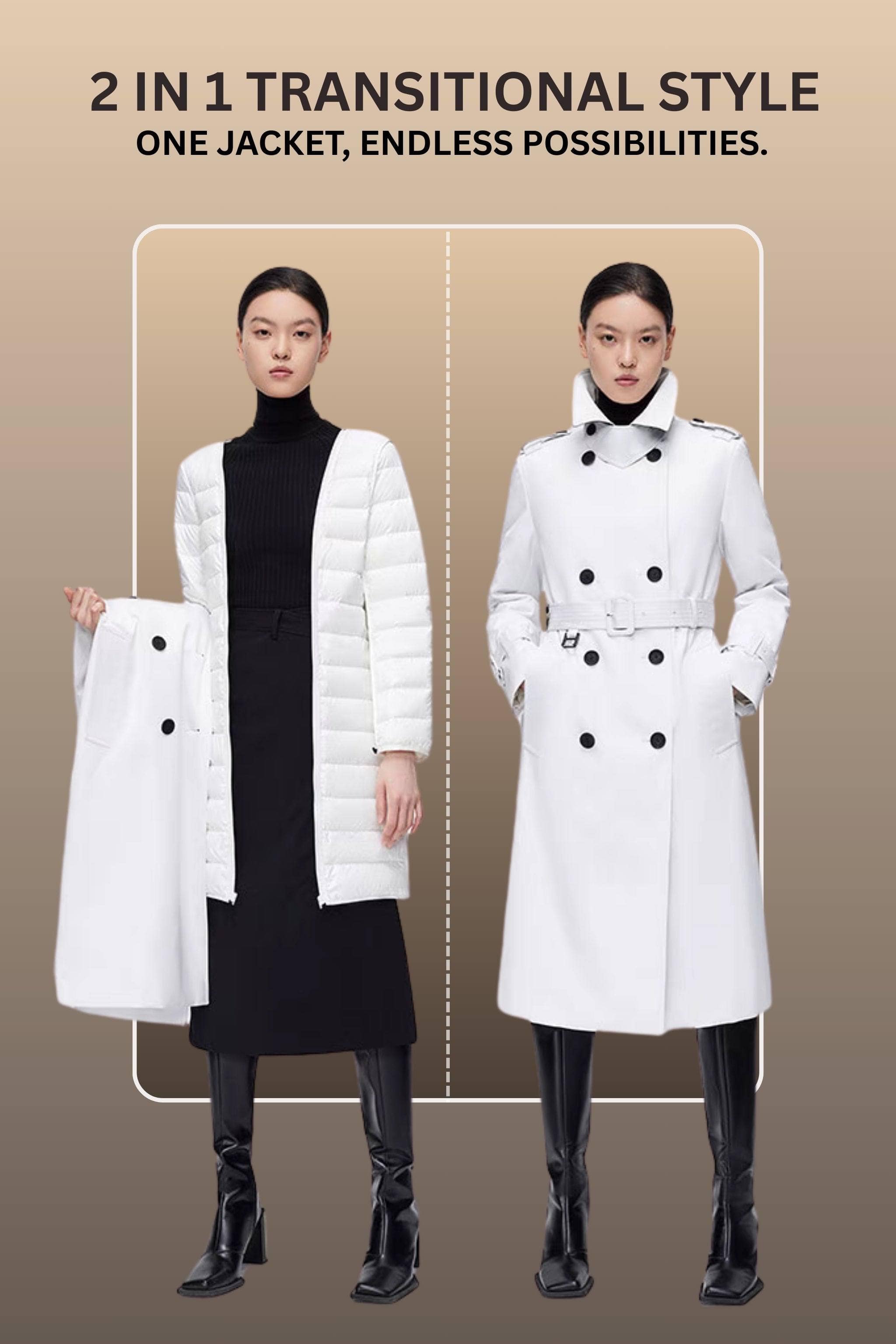 Premium Women's Goose Down Full Length Trench — Introducing our revolutionary Down Trench Coat — view 9; waterproof, windproof