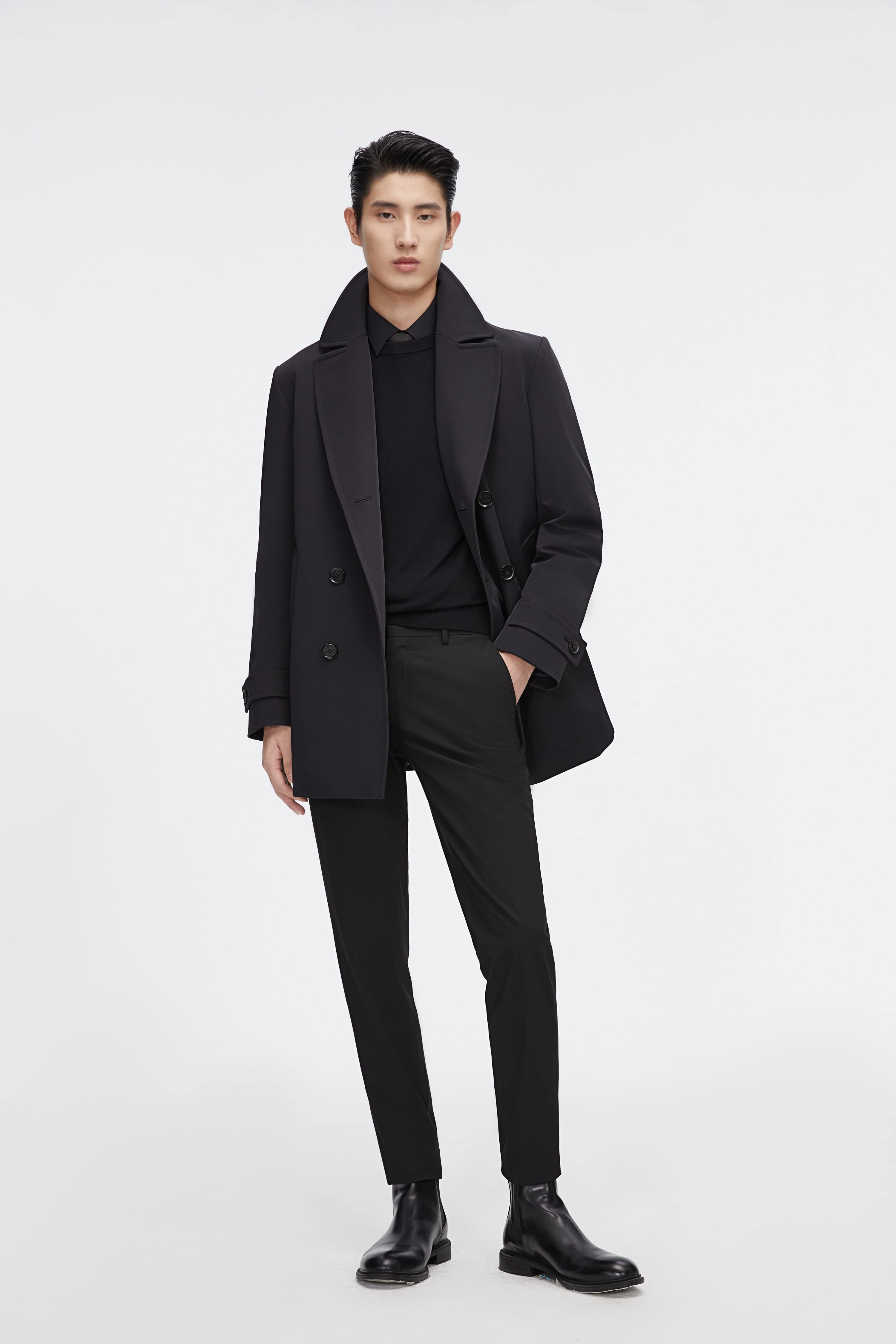 BOSIDENG 2022 Short Detachable Goose Down Trench Coat Jacket