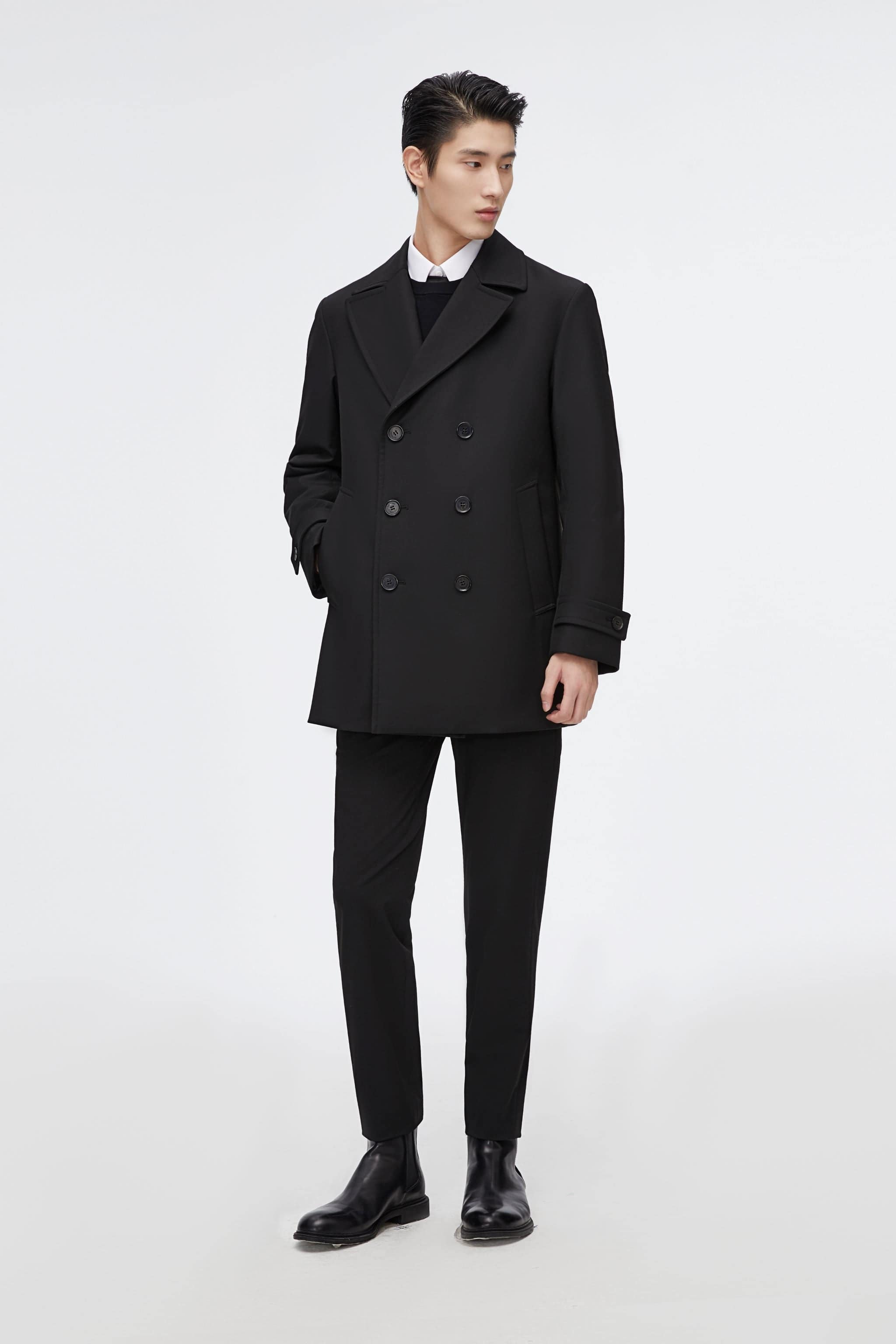 BOSIDENG 2022 Short Detachable Goose Down Trench Coat Jacket