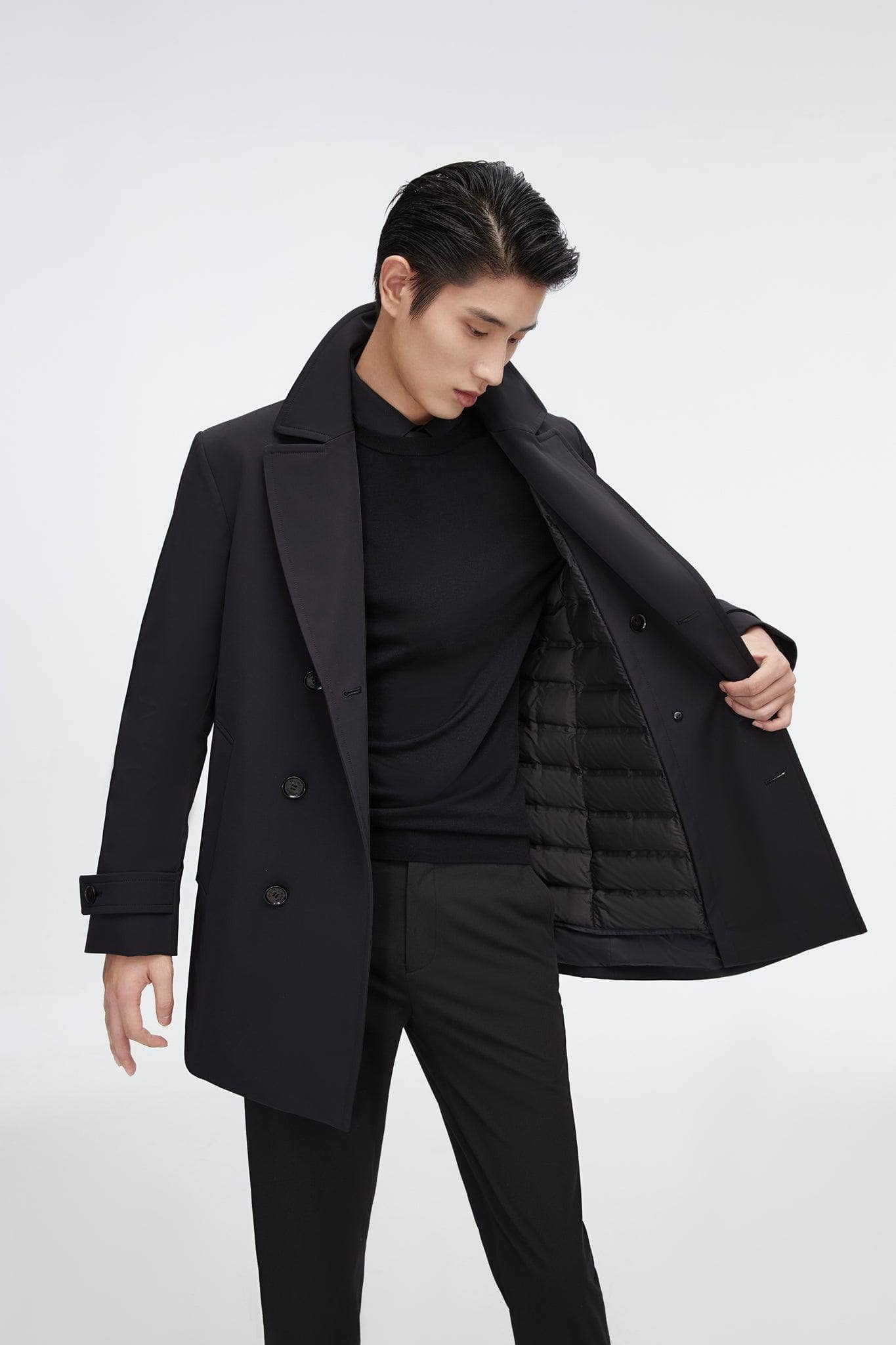 BOSIDENG 2022 Short Detachable Goose Down Trench Coat Jacket