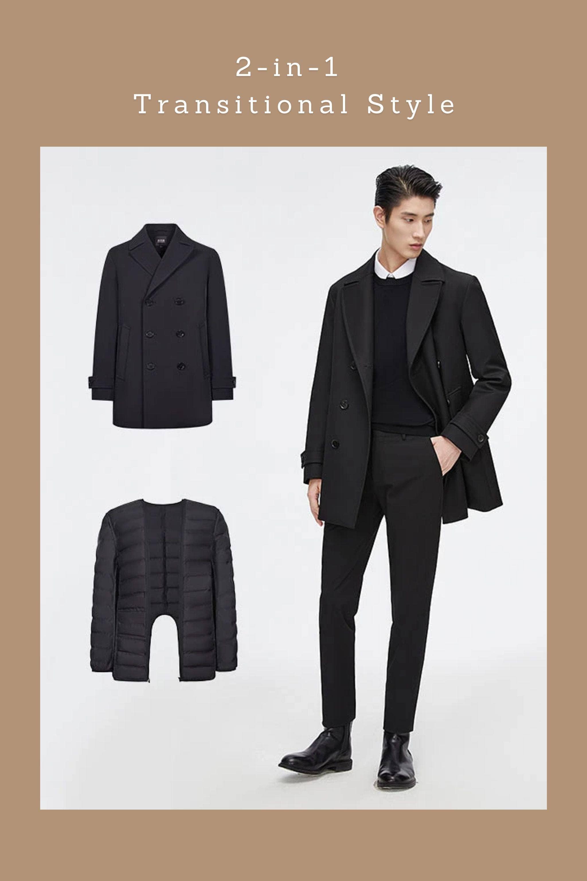 BOSIDENG 2022 Short Detachable Goose Down Trench Coat Jacket