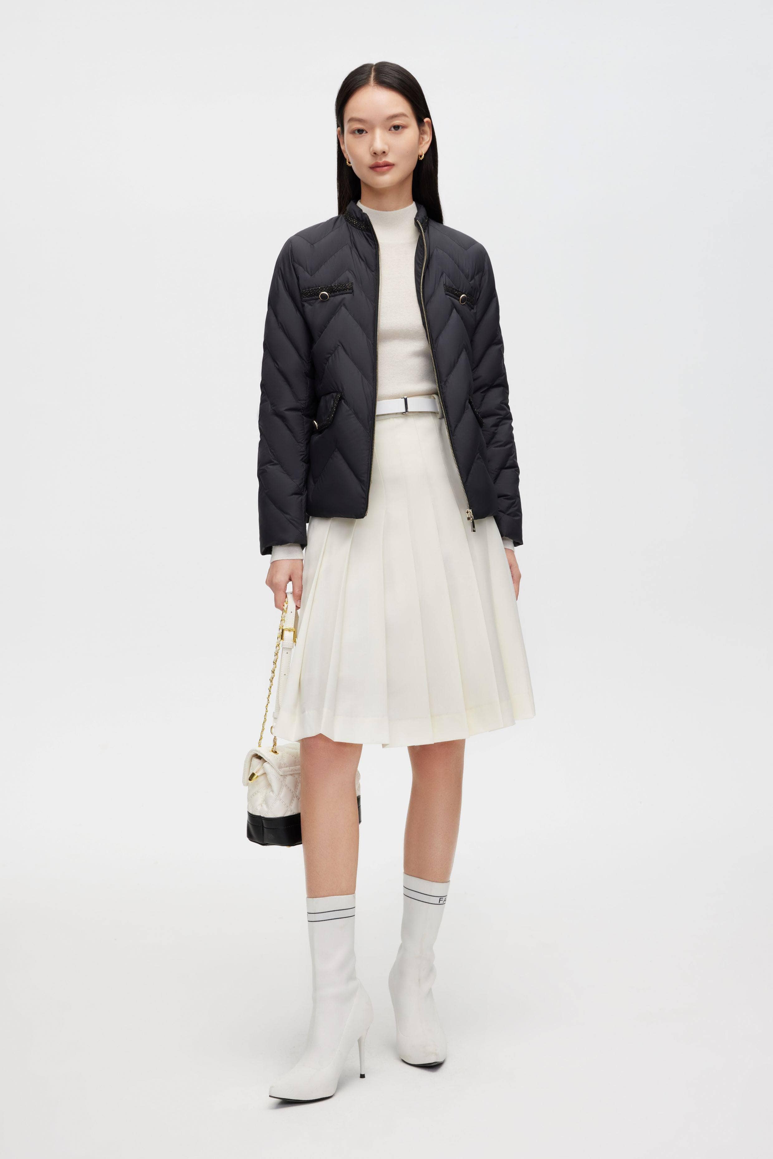 BOSIDENG 2022 Tweed Detail Goose Down Jacket Jacket