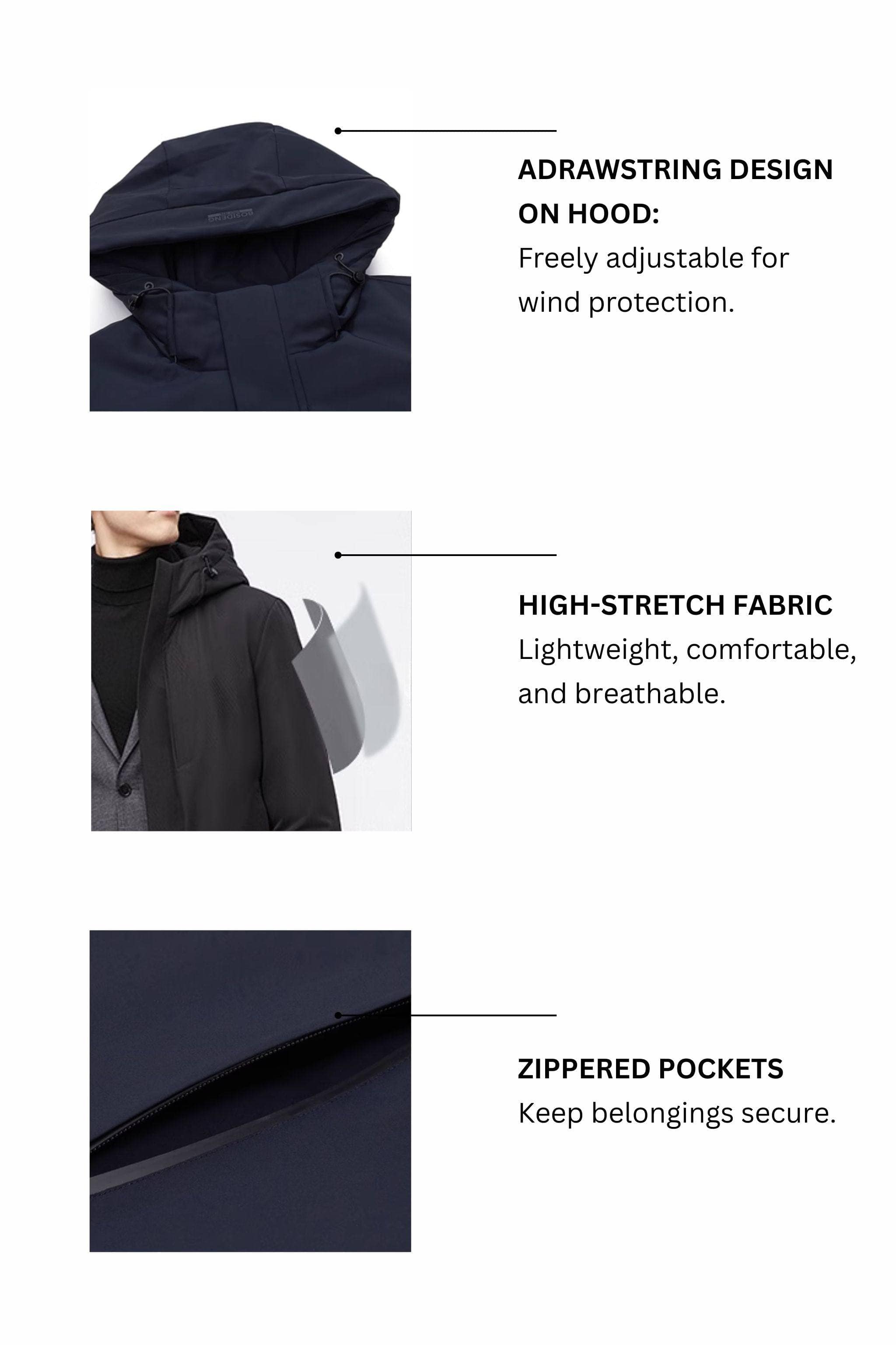 BOSIDENG 2022 Versatile Goose Down Short Trench Jacket