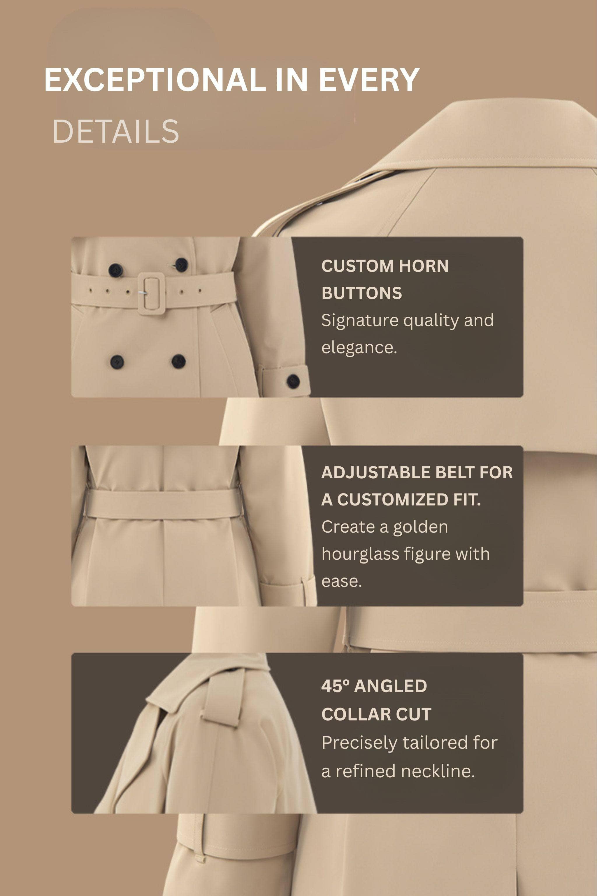 BOSIDENG 2022 Women’s Double Breasted Short Trench Jacket