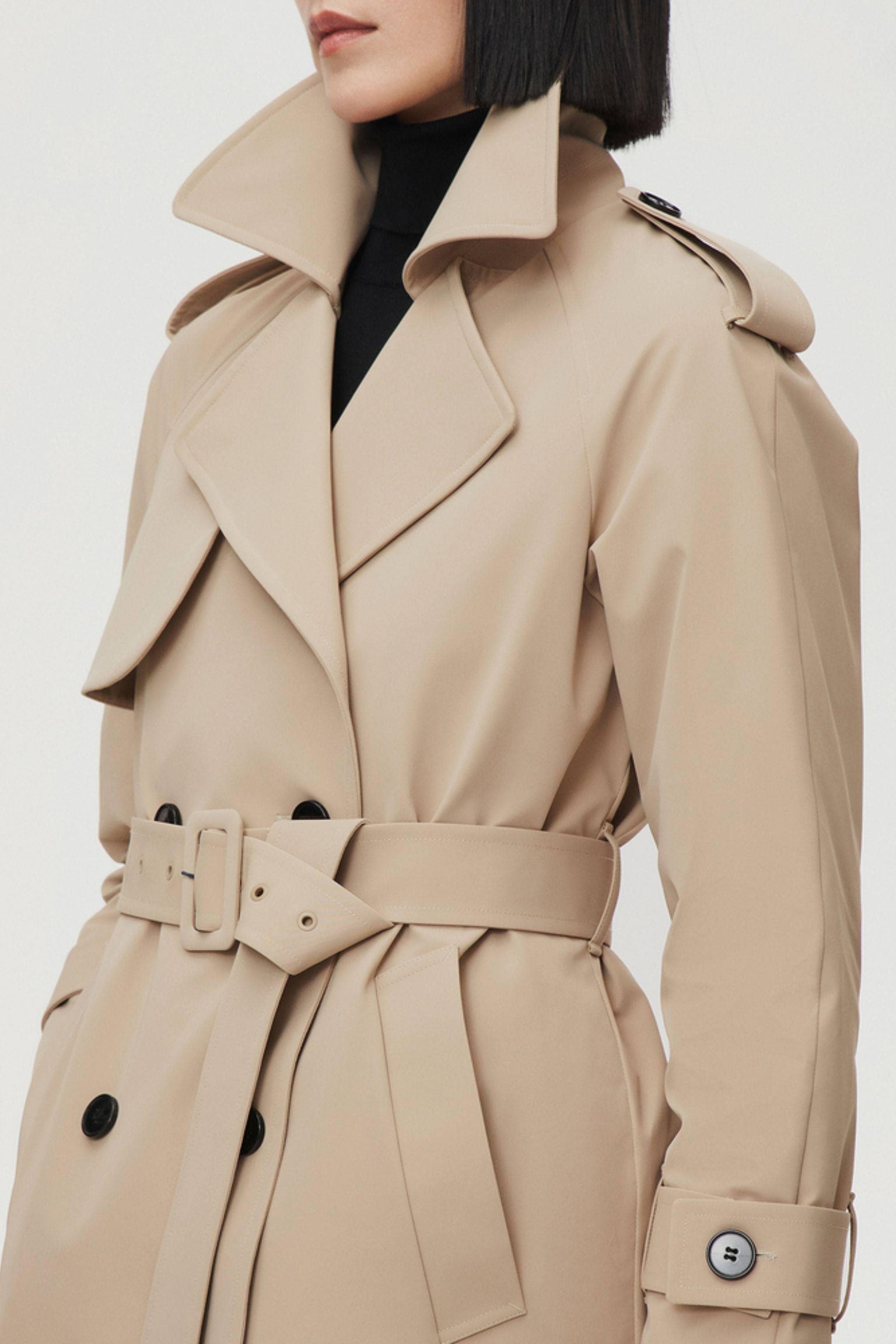 BOSIDENG 2022 Women’s Double Breasted Short Trench Jacket