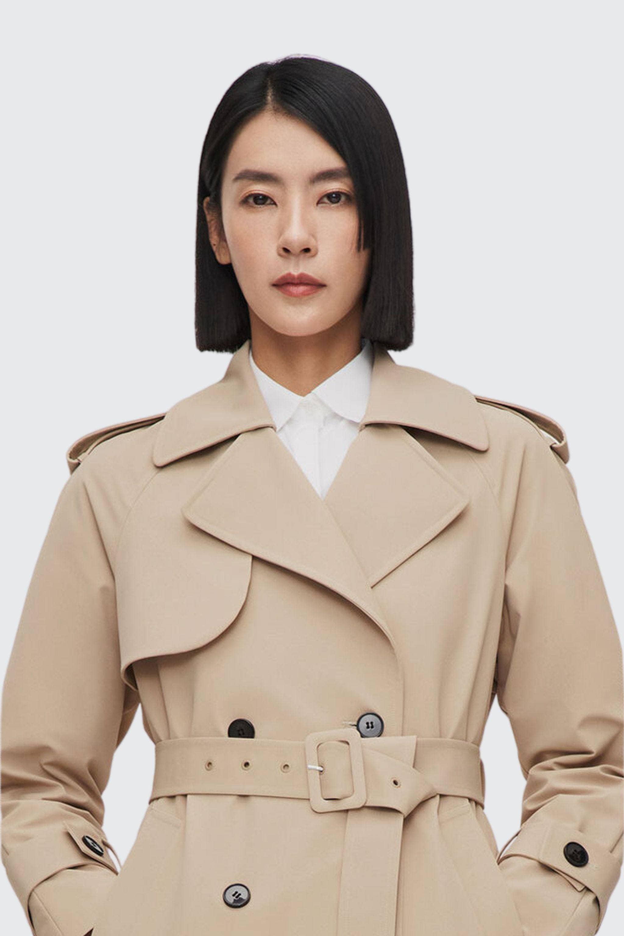 BOSIDENG 2022 Women’s Double Breasted Short Trench Jacket