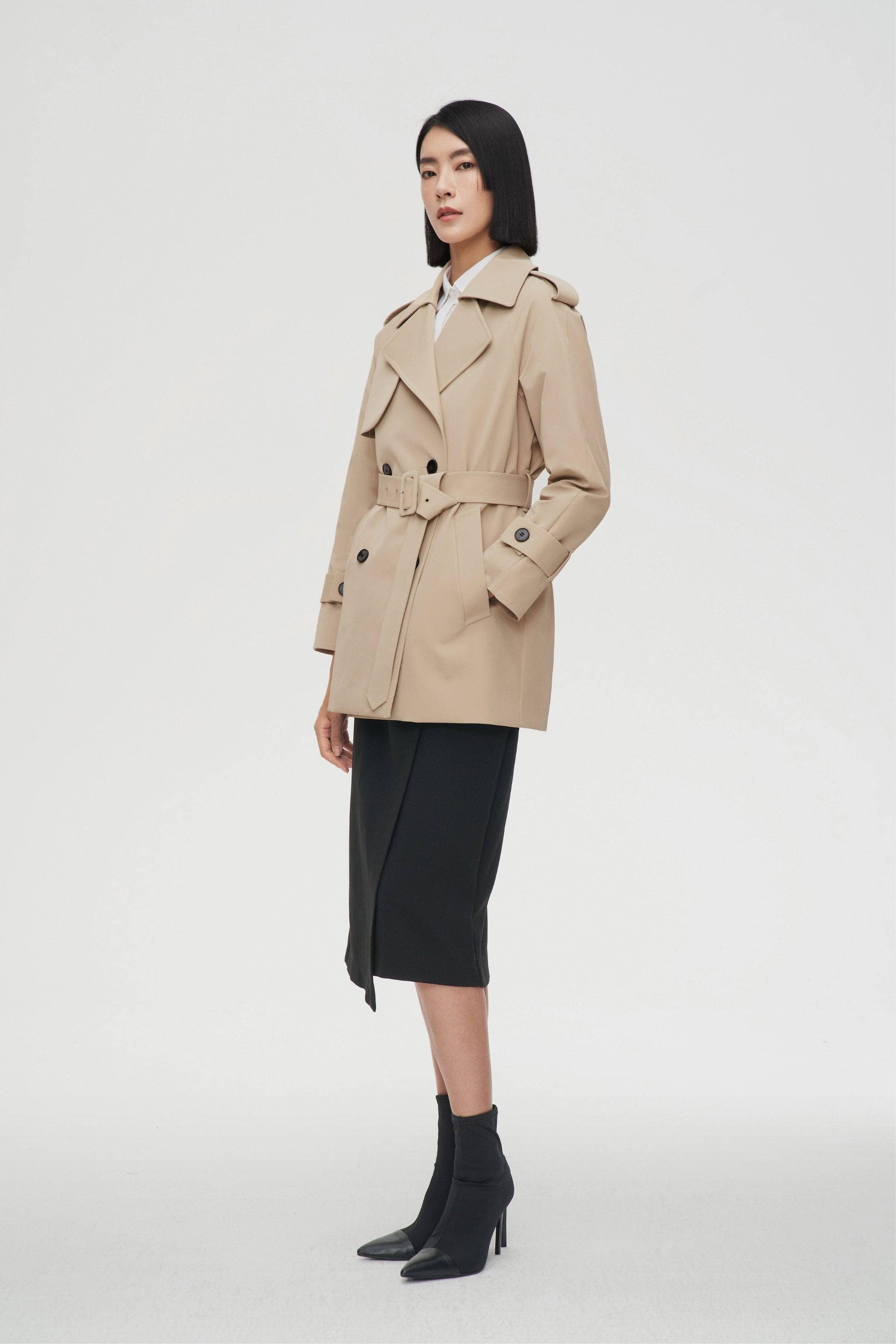 BOSIDENG 2022 Women’s Double Breasted Short Trench Jacket