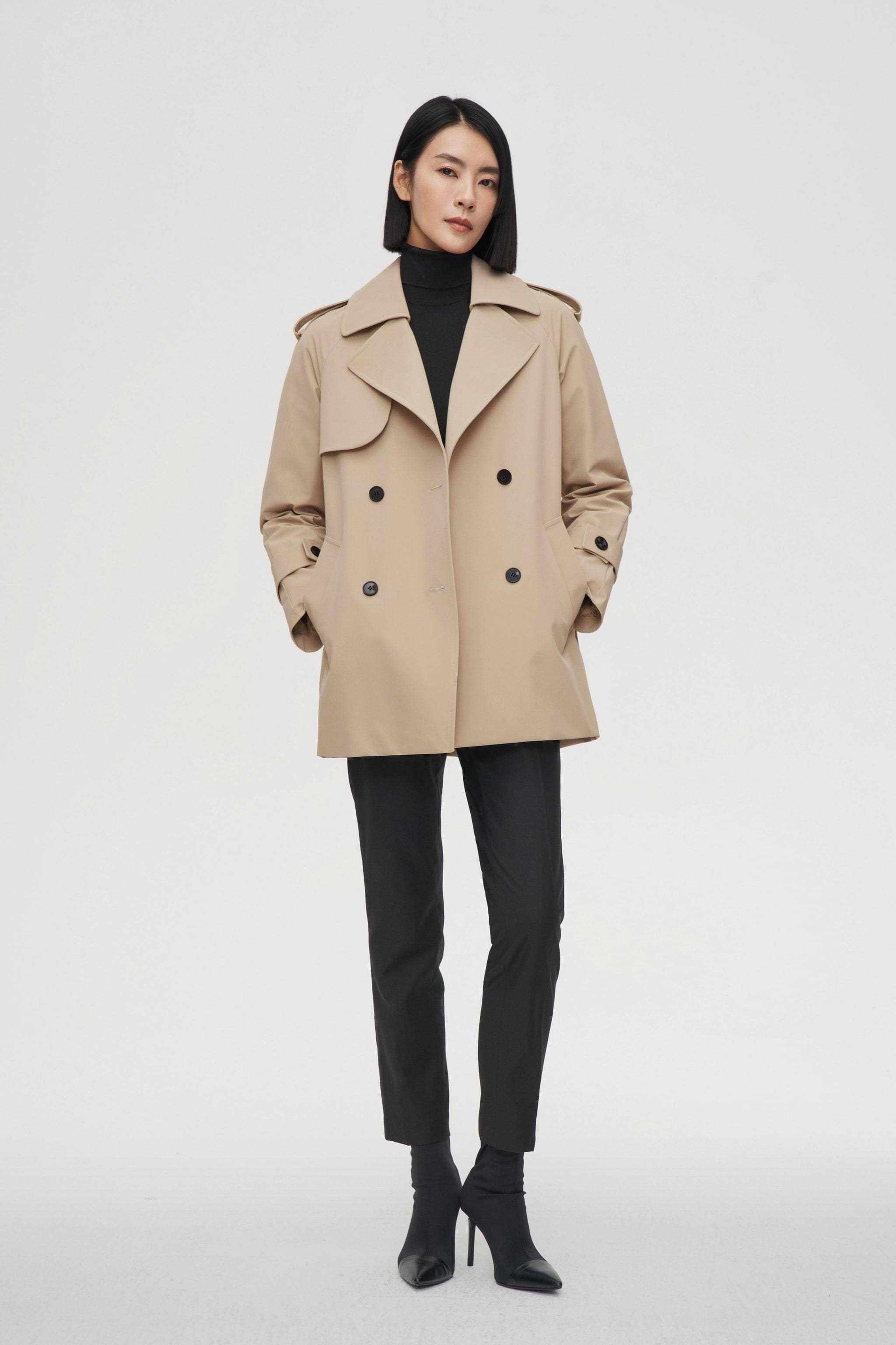 BOSIDENG 2022 Women’s Double Breasted Short Trench Jacket