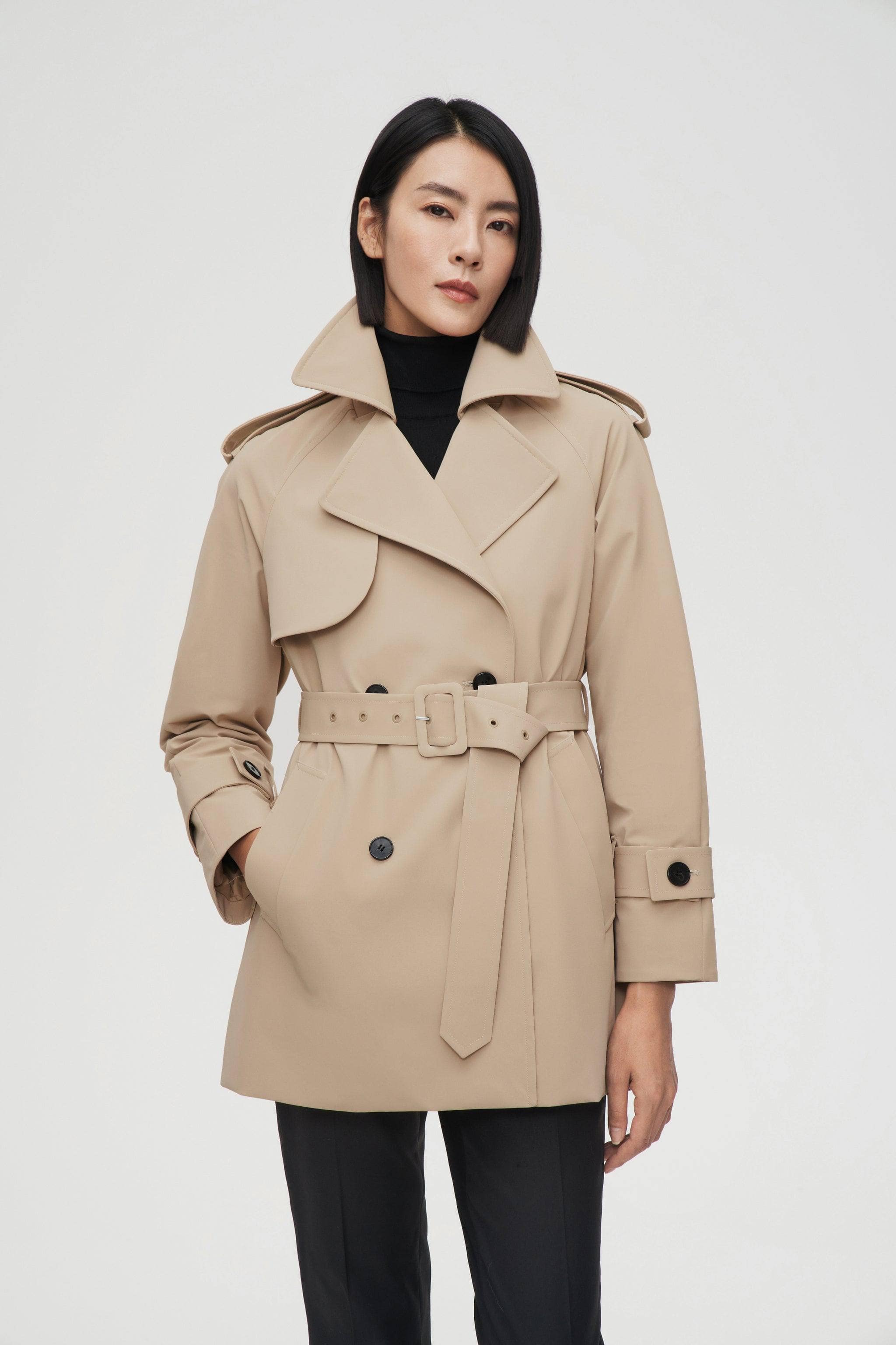 BOSIDENG 2022 Women’s Double Breasted Short Trench Jacket