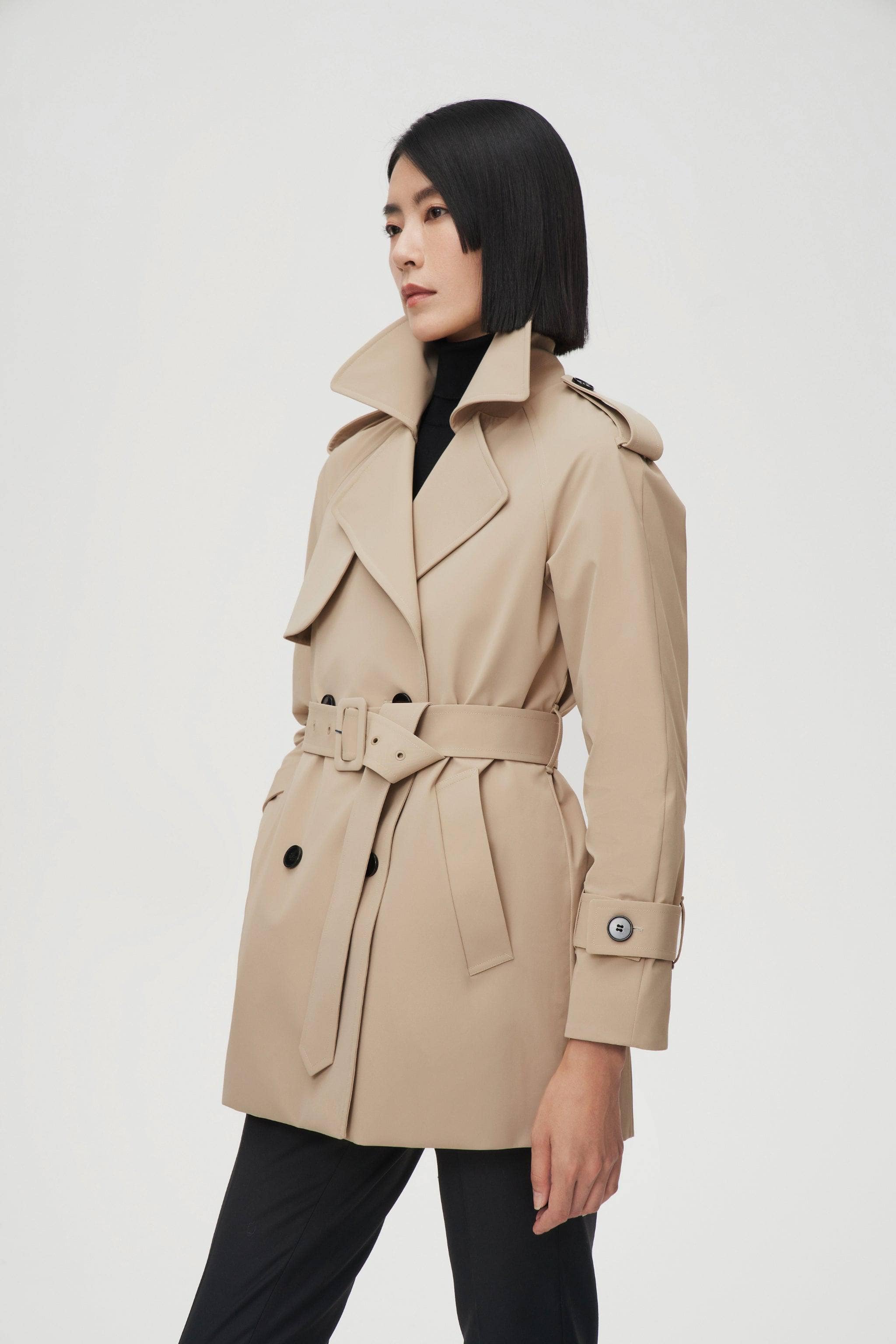 BOSIDENG 2022 Women’s Double Breasted Short Trench Jacket