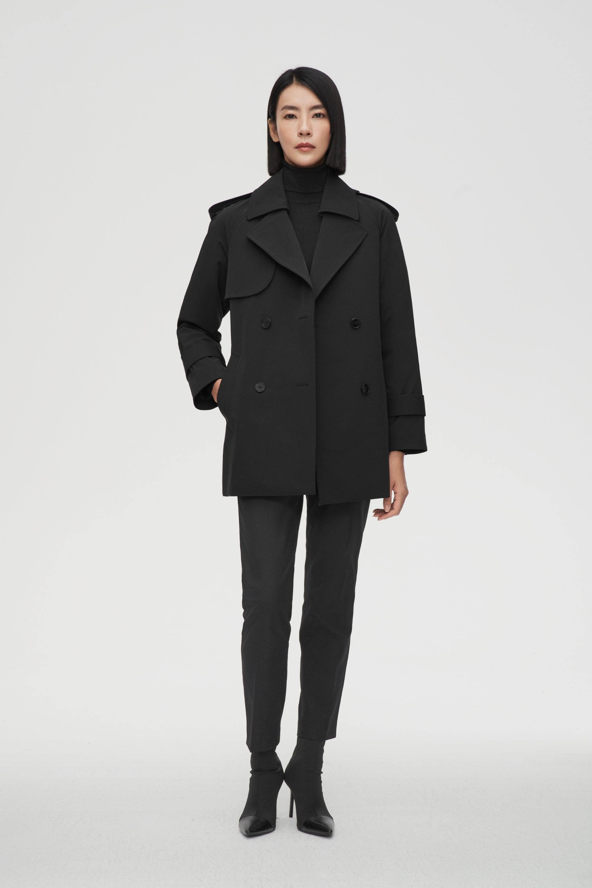 BOSIDENG 2022 Women’s Double Breasted Short Trench Jacket
