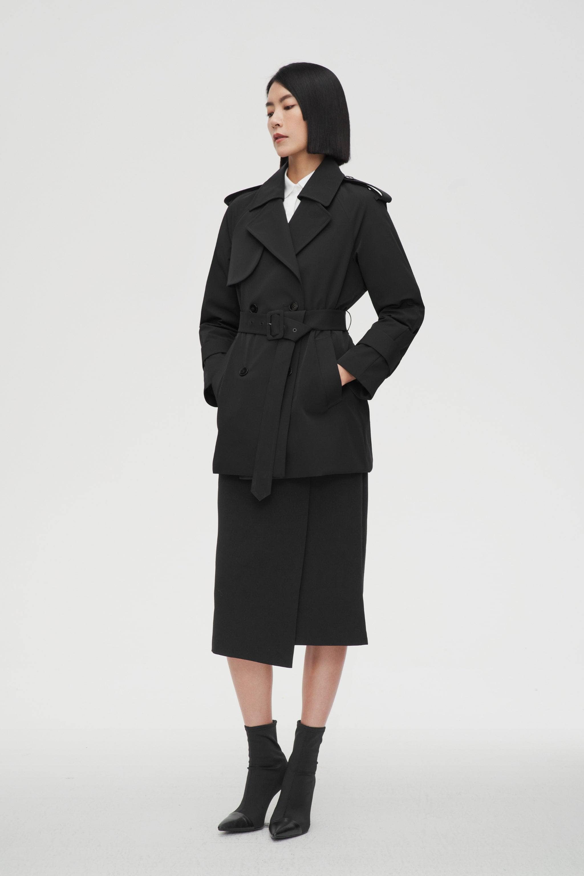 BOSIDENG 2022 Women’s Double Breasted Short Trench Jacket