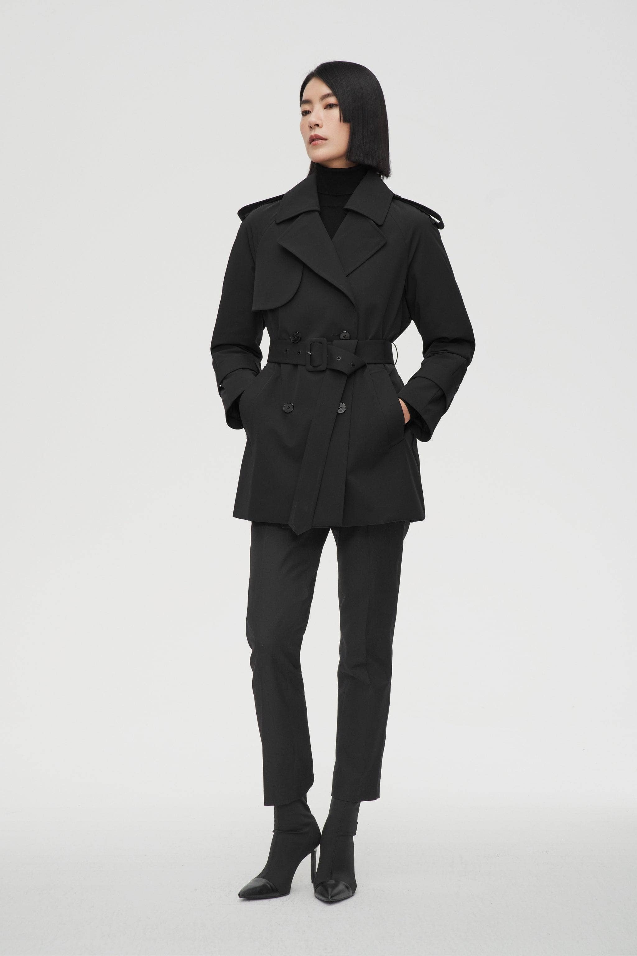 BOSIDENG 2022 Women’s Double Breasted Short Trench Jacket