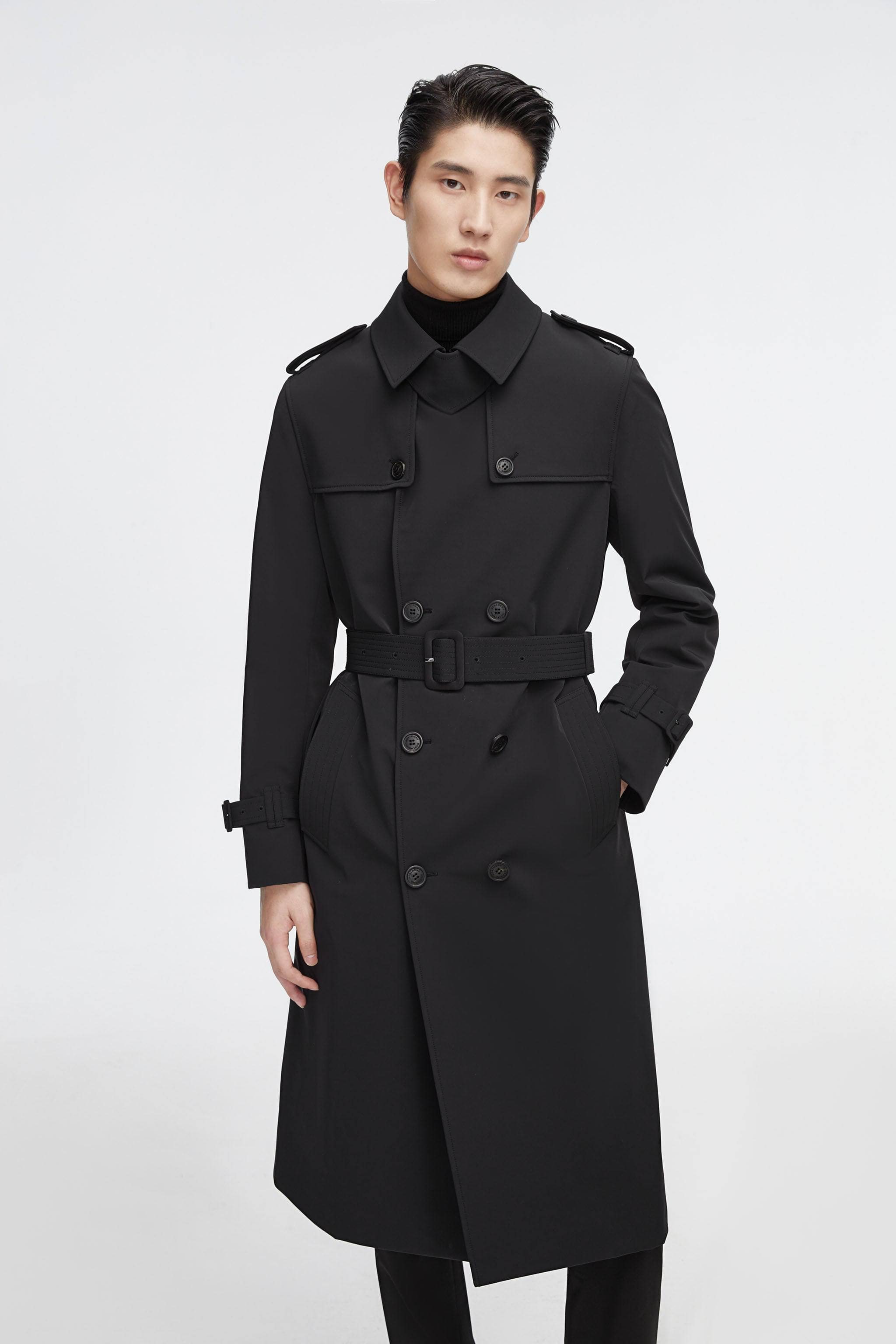 BOSIDENG 2022 Premium Men's Goose Down Full Length Trench Jacket XS / Black