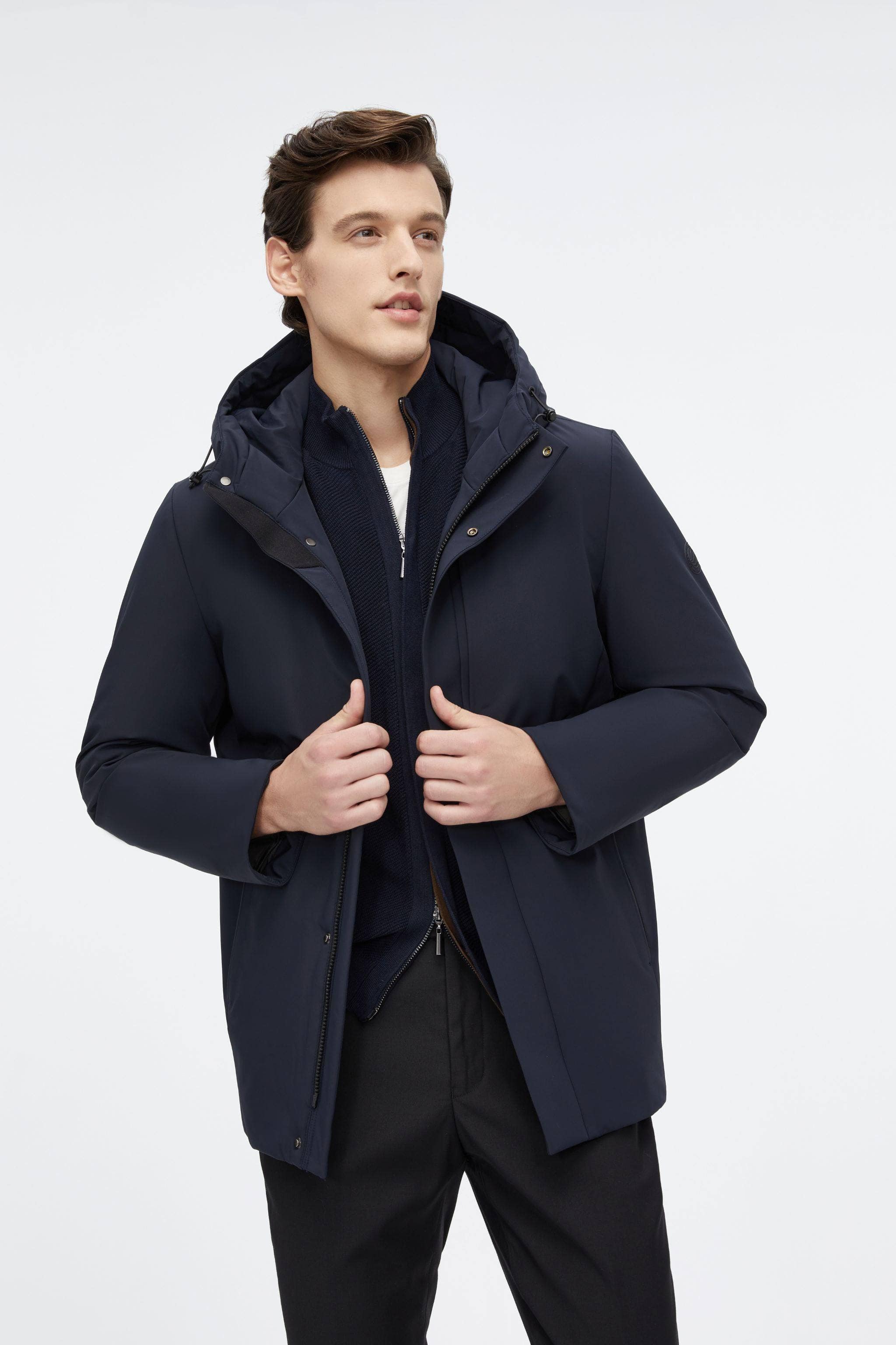 BOSIDENG 2022 Versatile Goose Down Short Trench Jacket XS / Navy