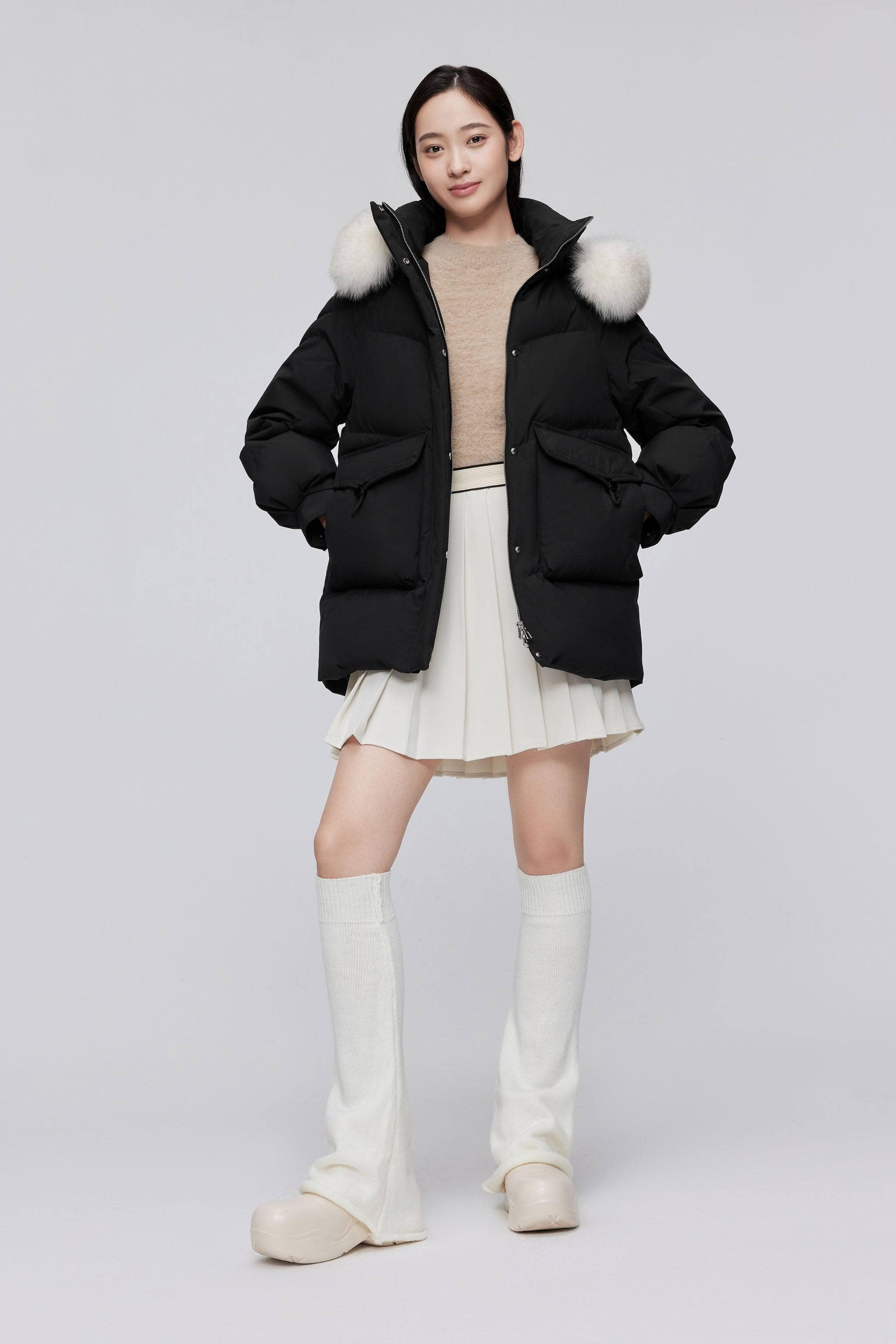 BOSIDENG 2023 Classic Oversized Down Jacket with Fur 5268 Jacket 4 / Black