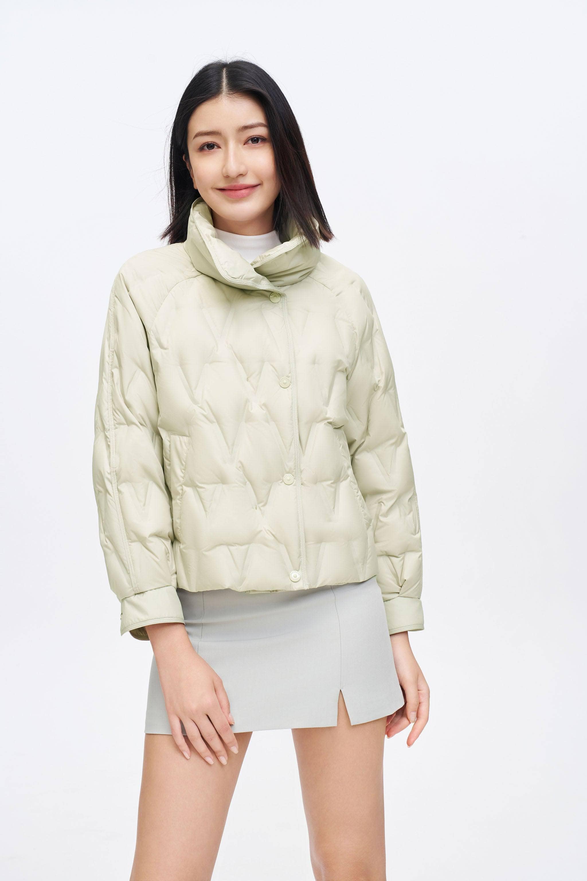 BOSIDENG 2023 Women's Goose Down Quilting Jacket Jacket 4 / Lime